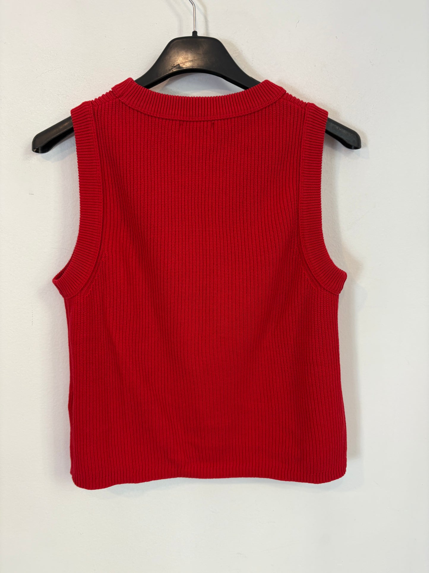 MASSIMO DUTTI. Top canalé rojo. T S