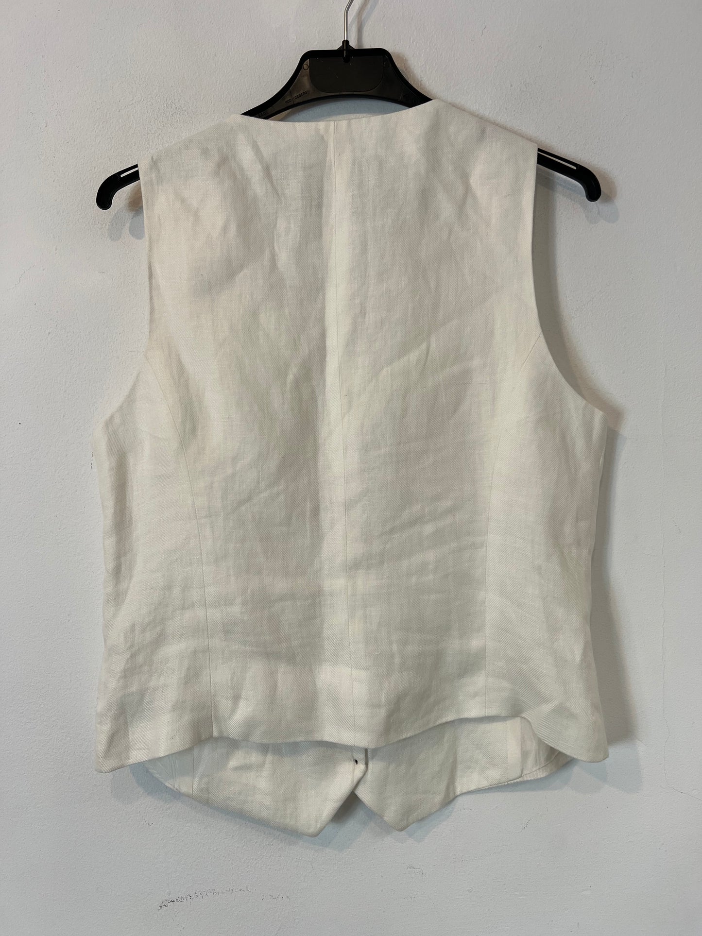 MASSIMO DUTTI. Chaleco lino blanco