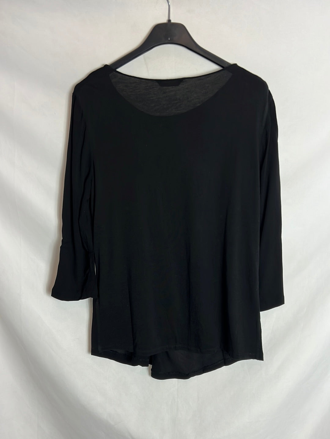 MASSIMO DUTTI. Top negro doble textura. T S