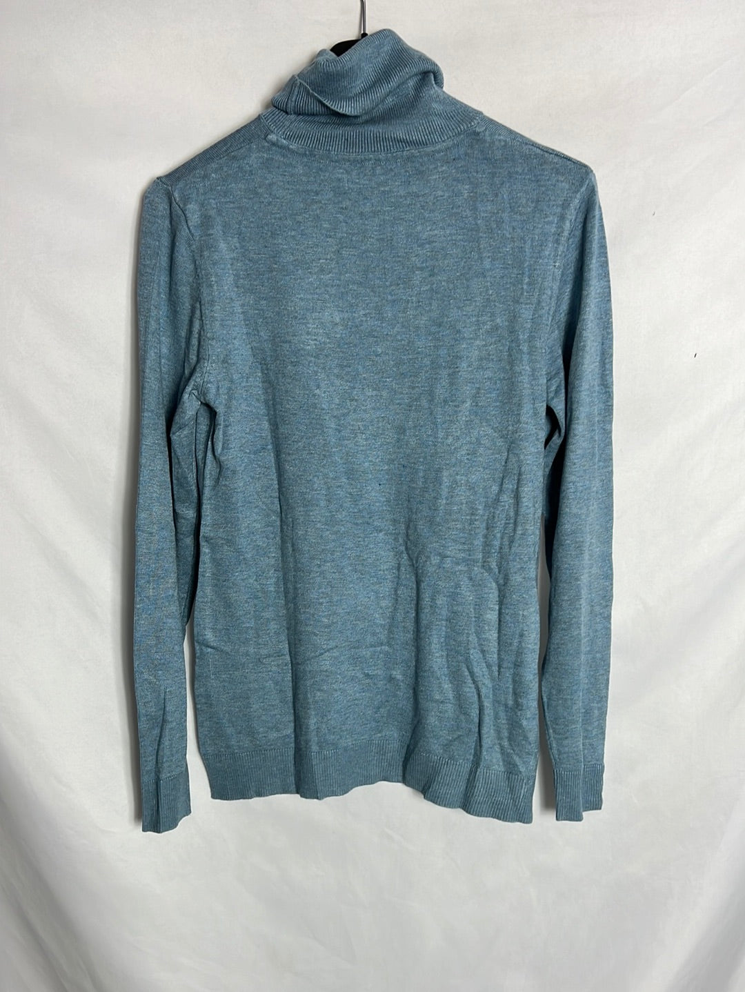 ZARA. Jersey azul jaspeado cuello alto. T L