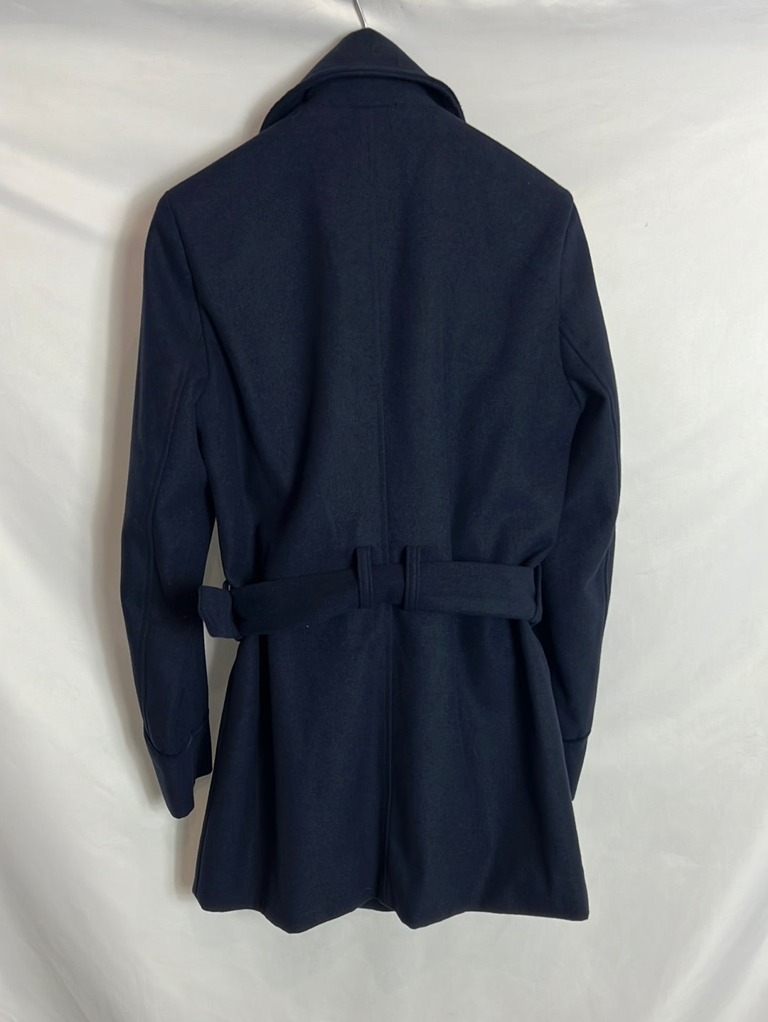 STRADIVARIUS. Abrigo azul paño. T S