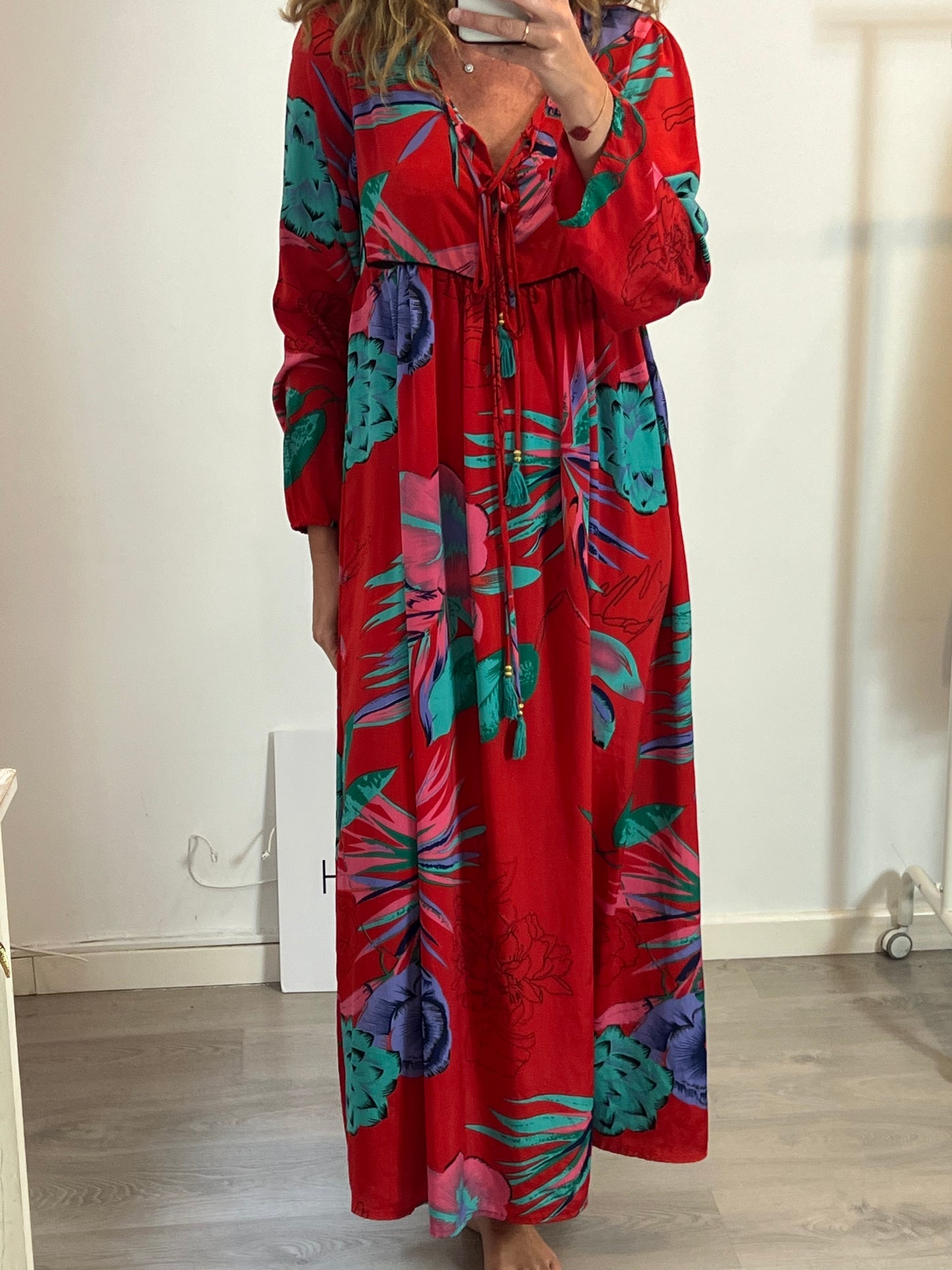 GOLD&SILVER. Vestido largo flores T1(S/M)