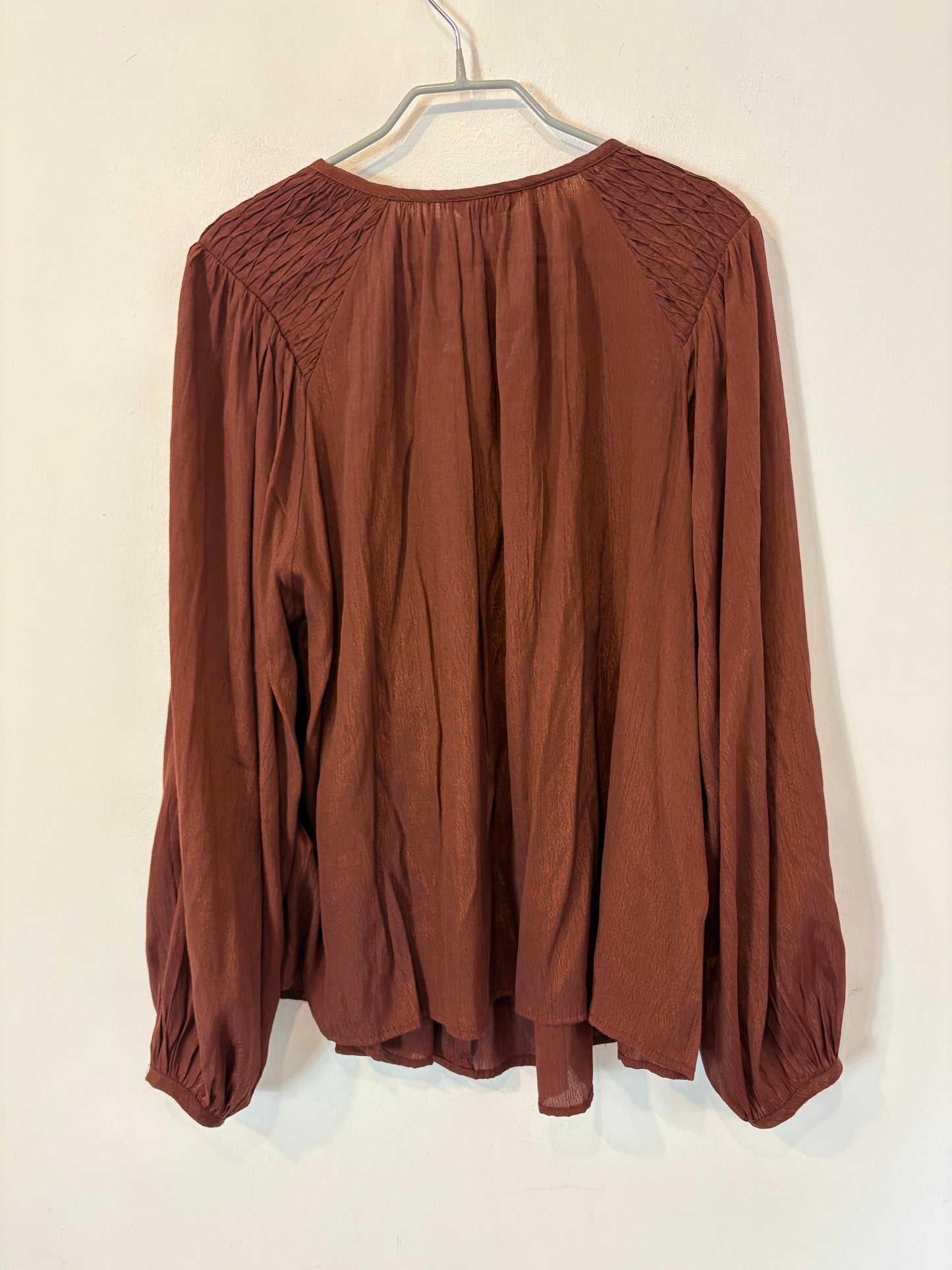 ZARA. Blusa marrón chocolate fruncidos