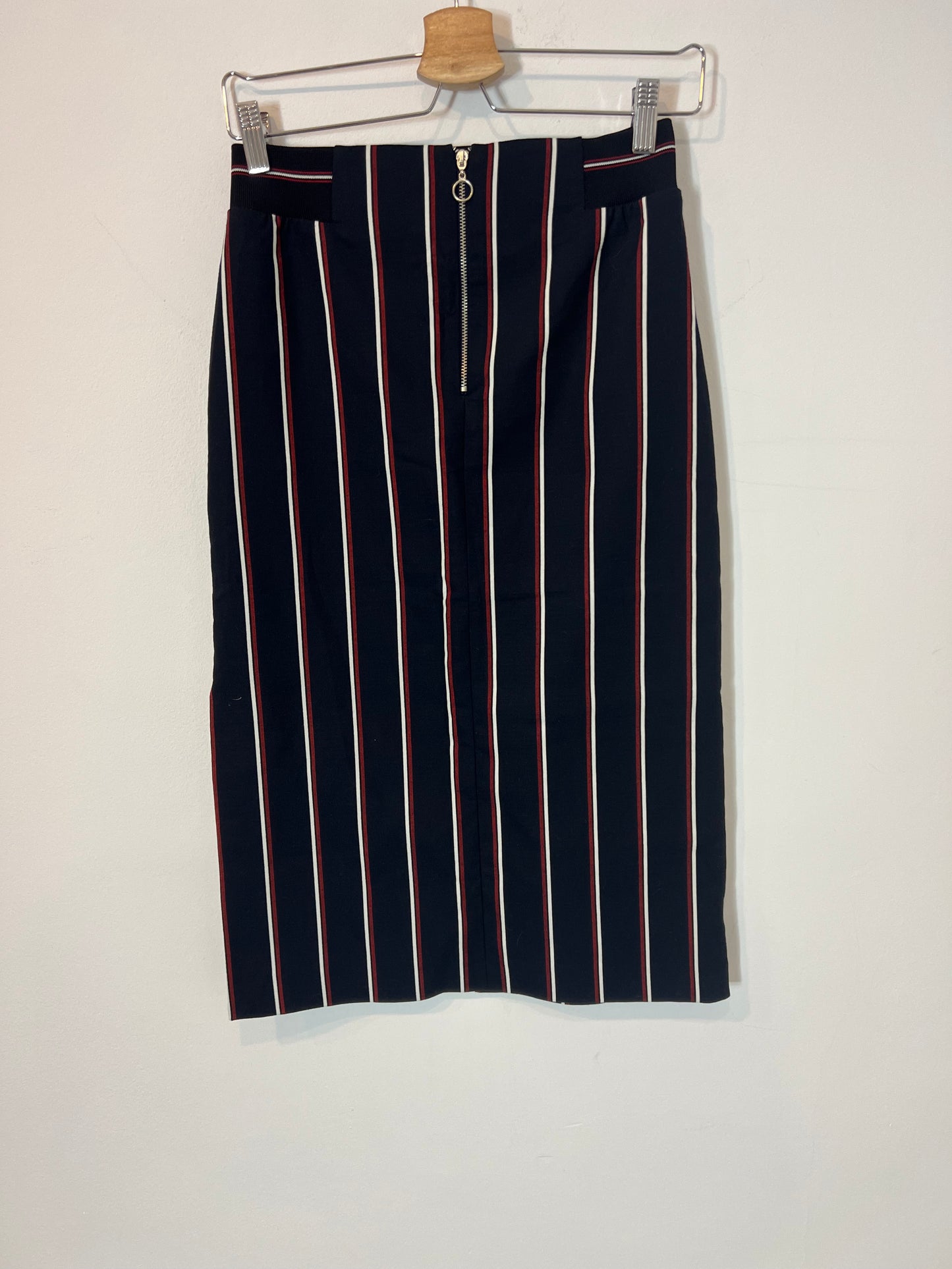 ZARA. Blue striped midi skirt. XS