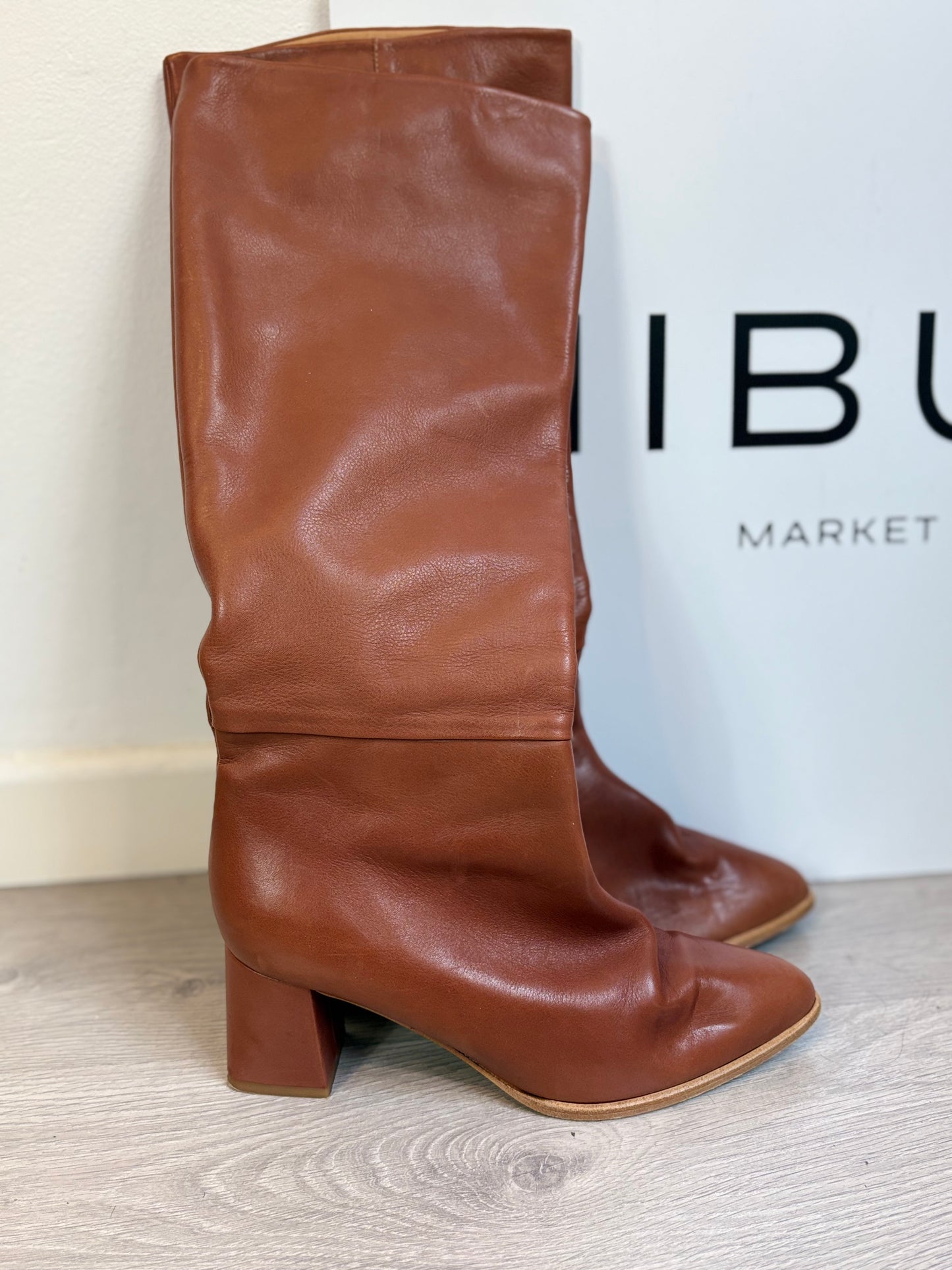 MALABABA. Botas altas camel piel. T 39