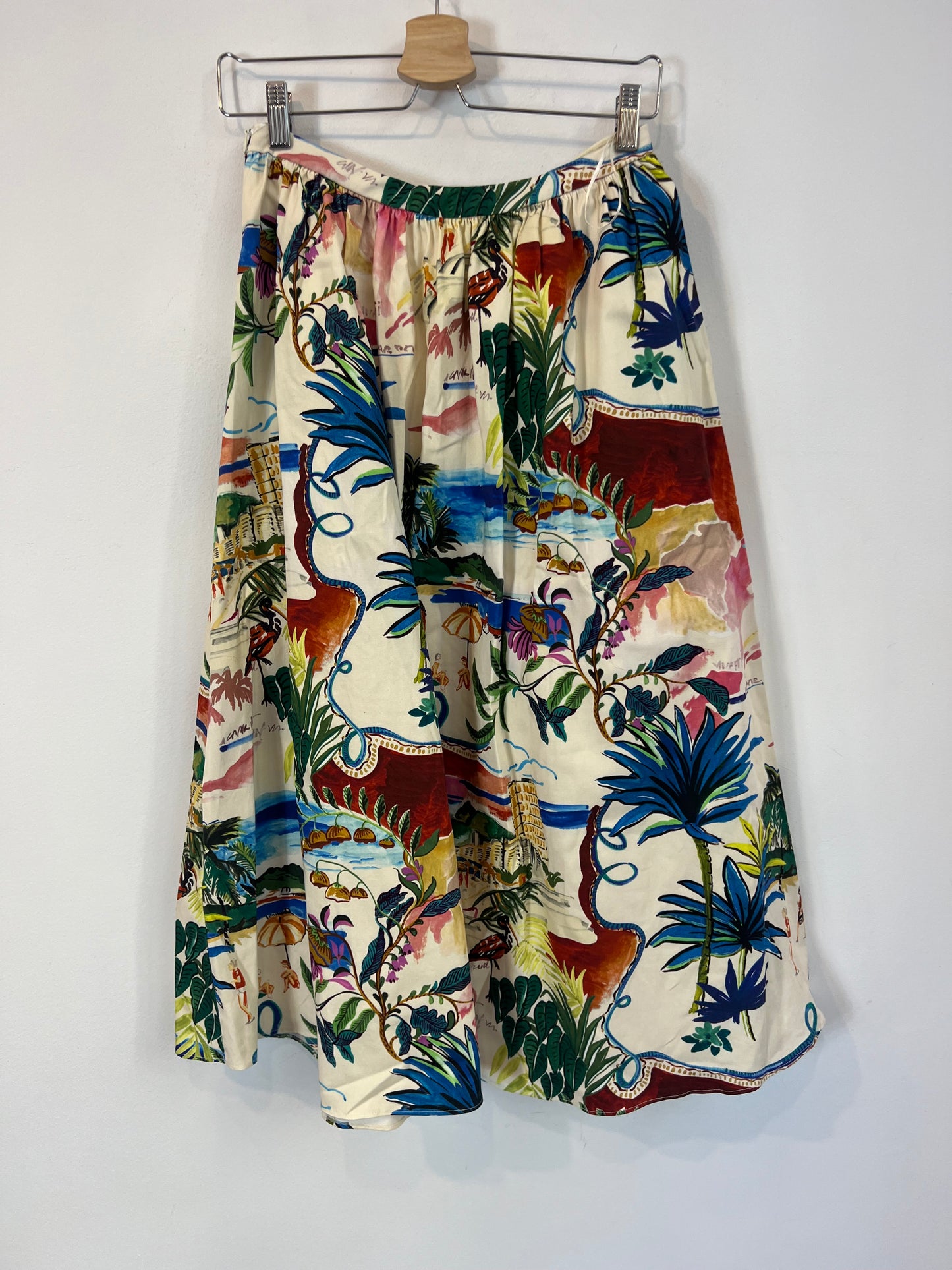 ZARA. Falda midi dibujos. T Xs