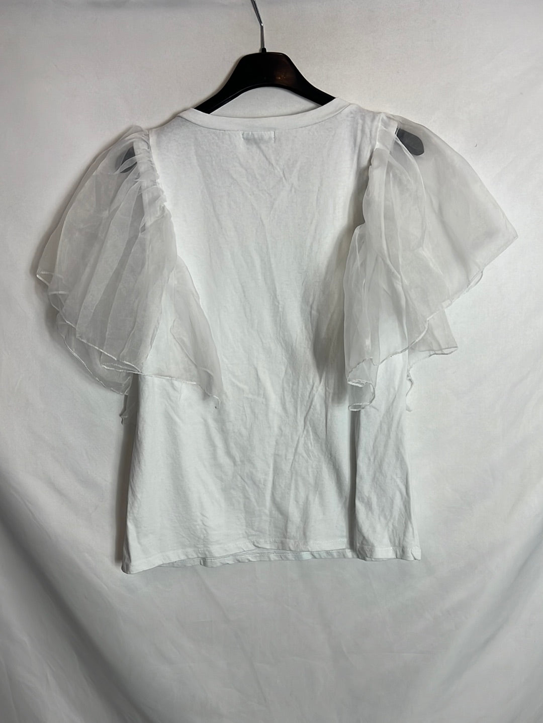 MUSE. Top blanco algodón detalle mangas. TU (s/m)