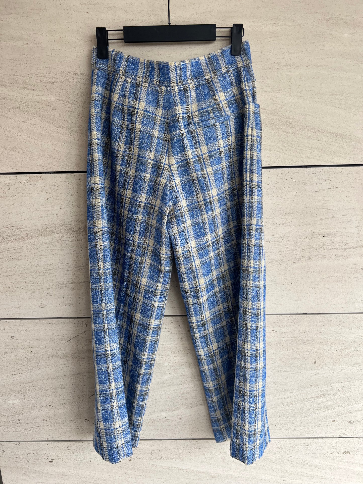 ZARA. Textured checked wide-leg trousers, XS