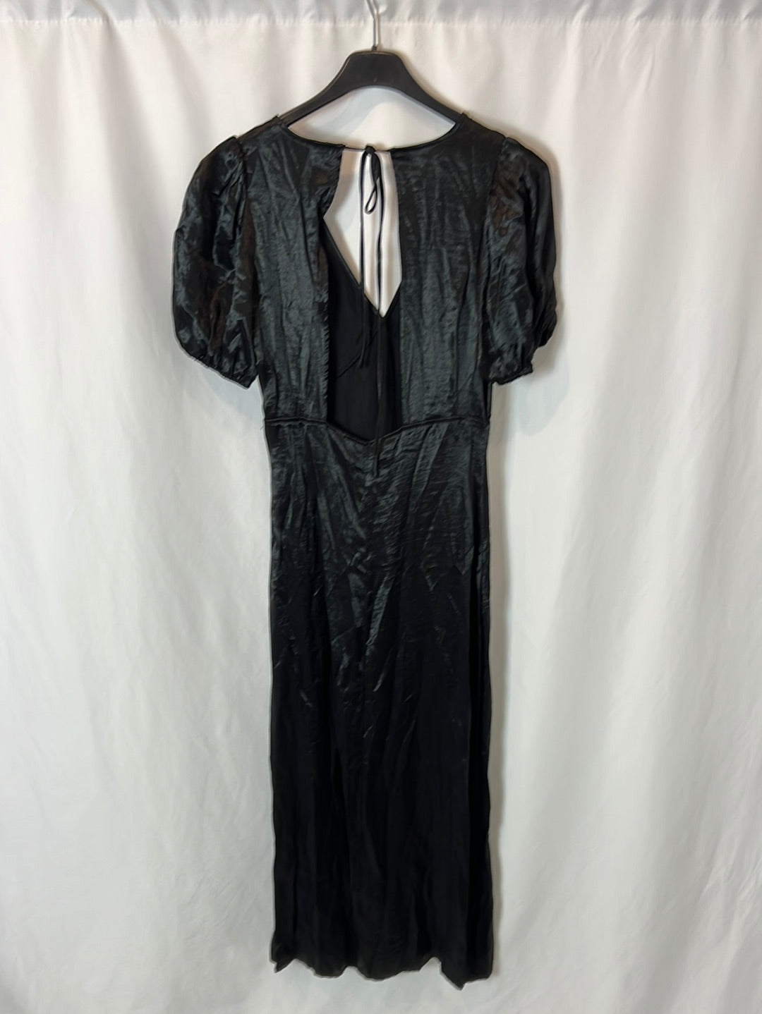 H&M. Black satin midi dress size 34