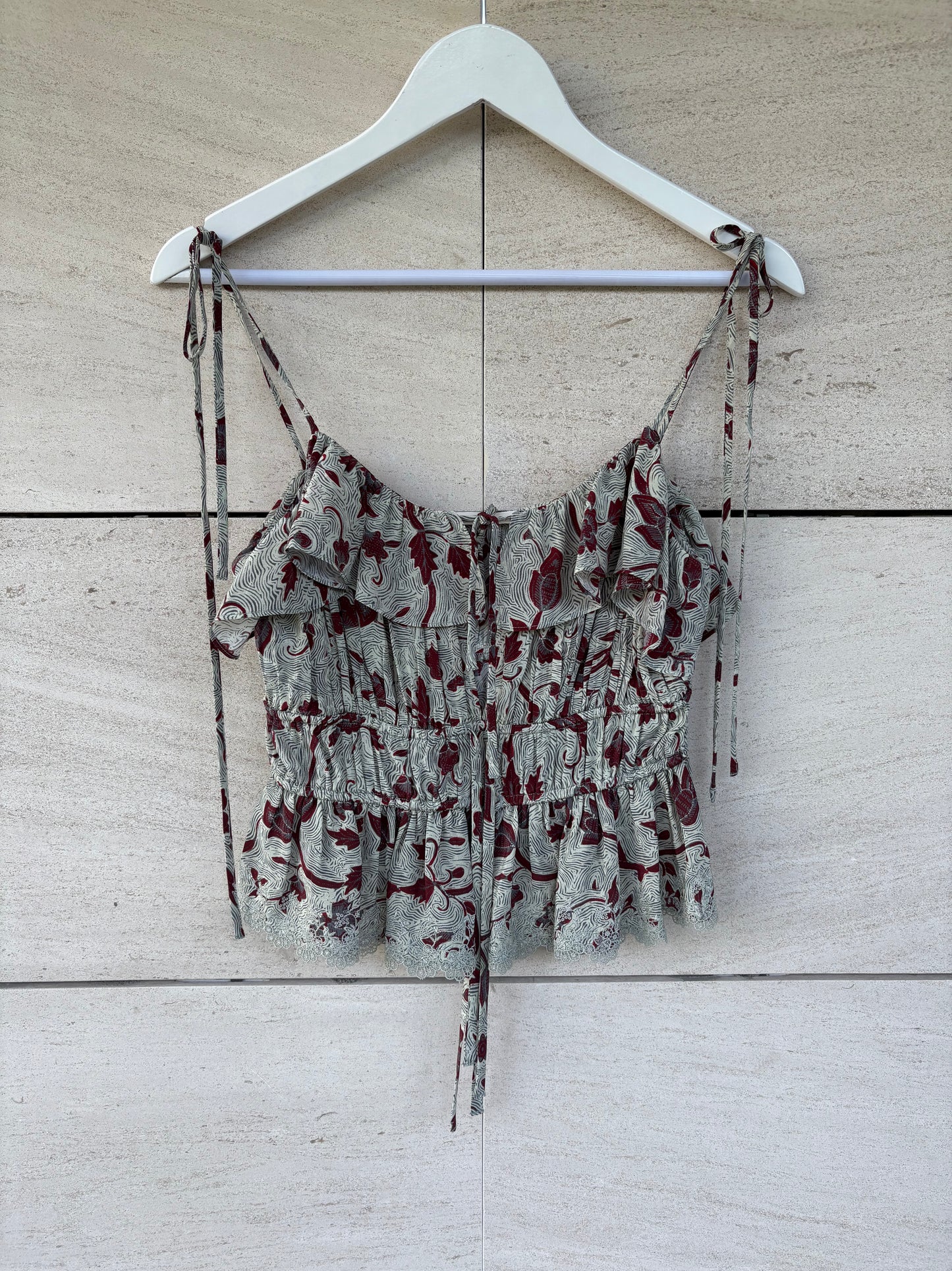 ULLA JOHNSON, Top seda estampado. T S