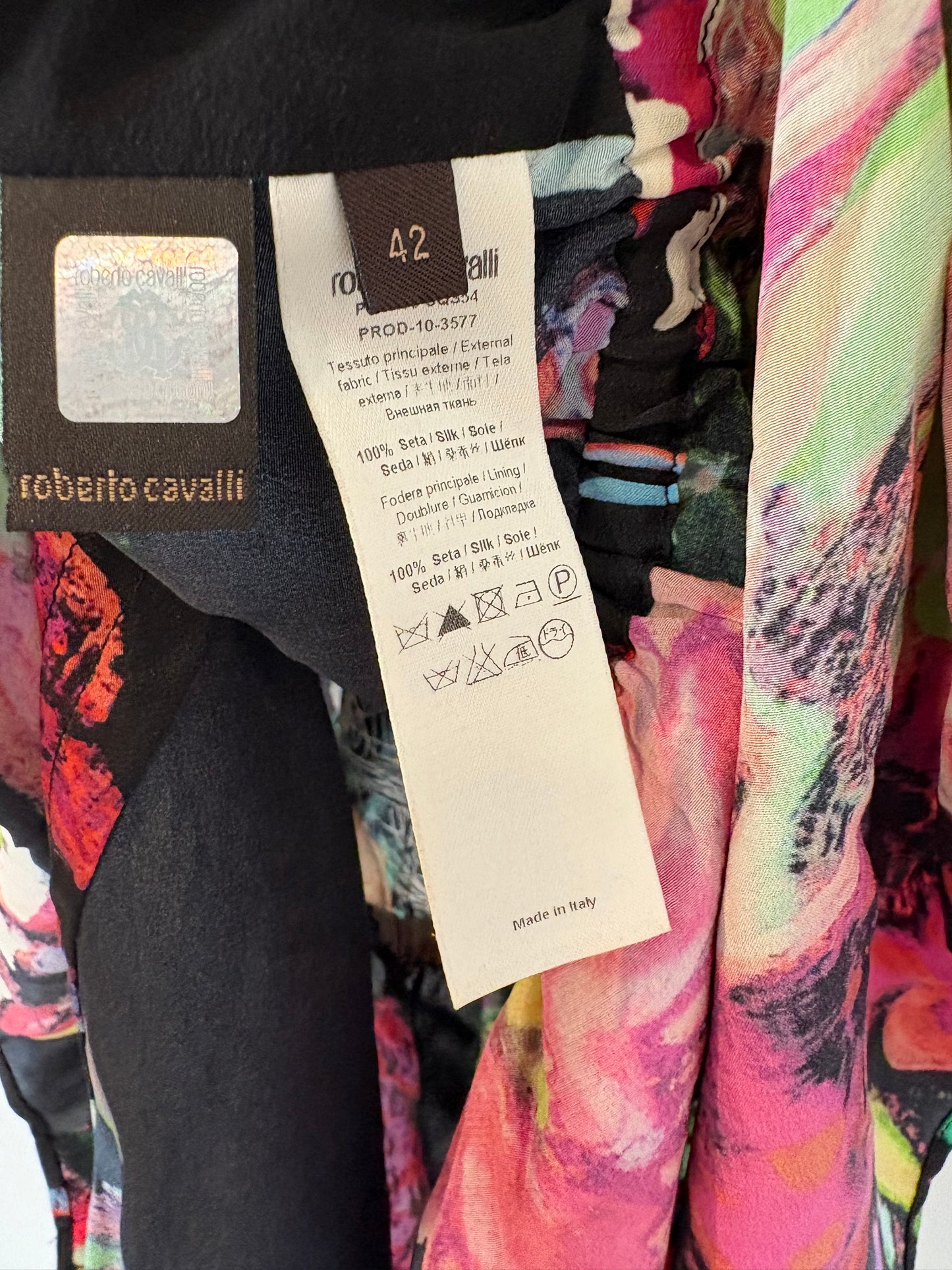 ROBERTO CAVALLI. Top seda estampado. T M
