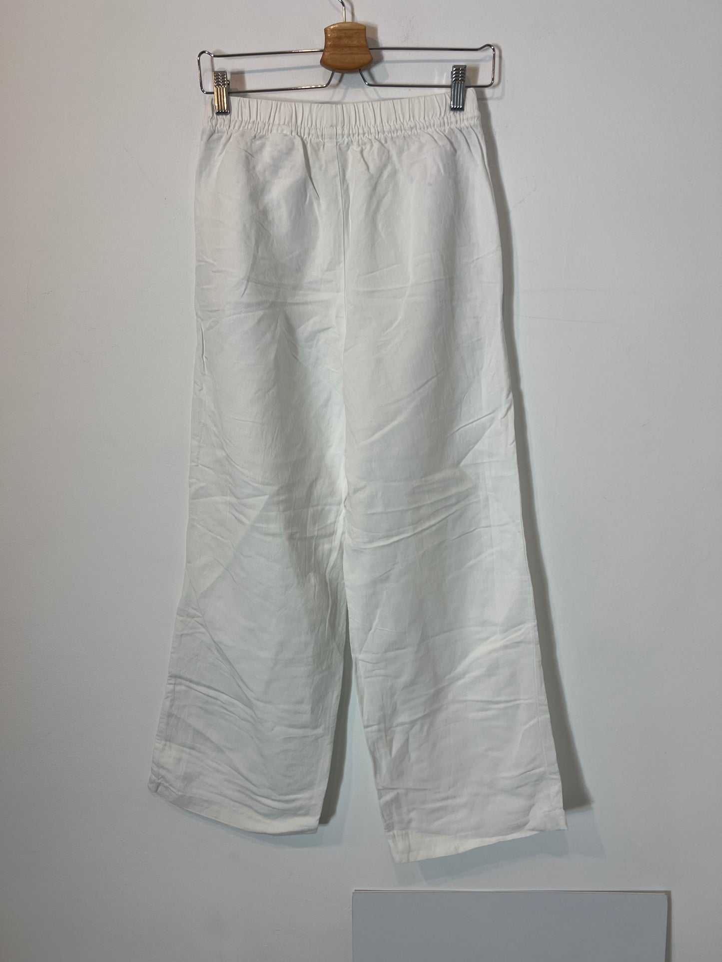 H&M. Pantalón lino blanco T.s