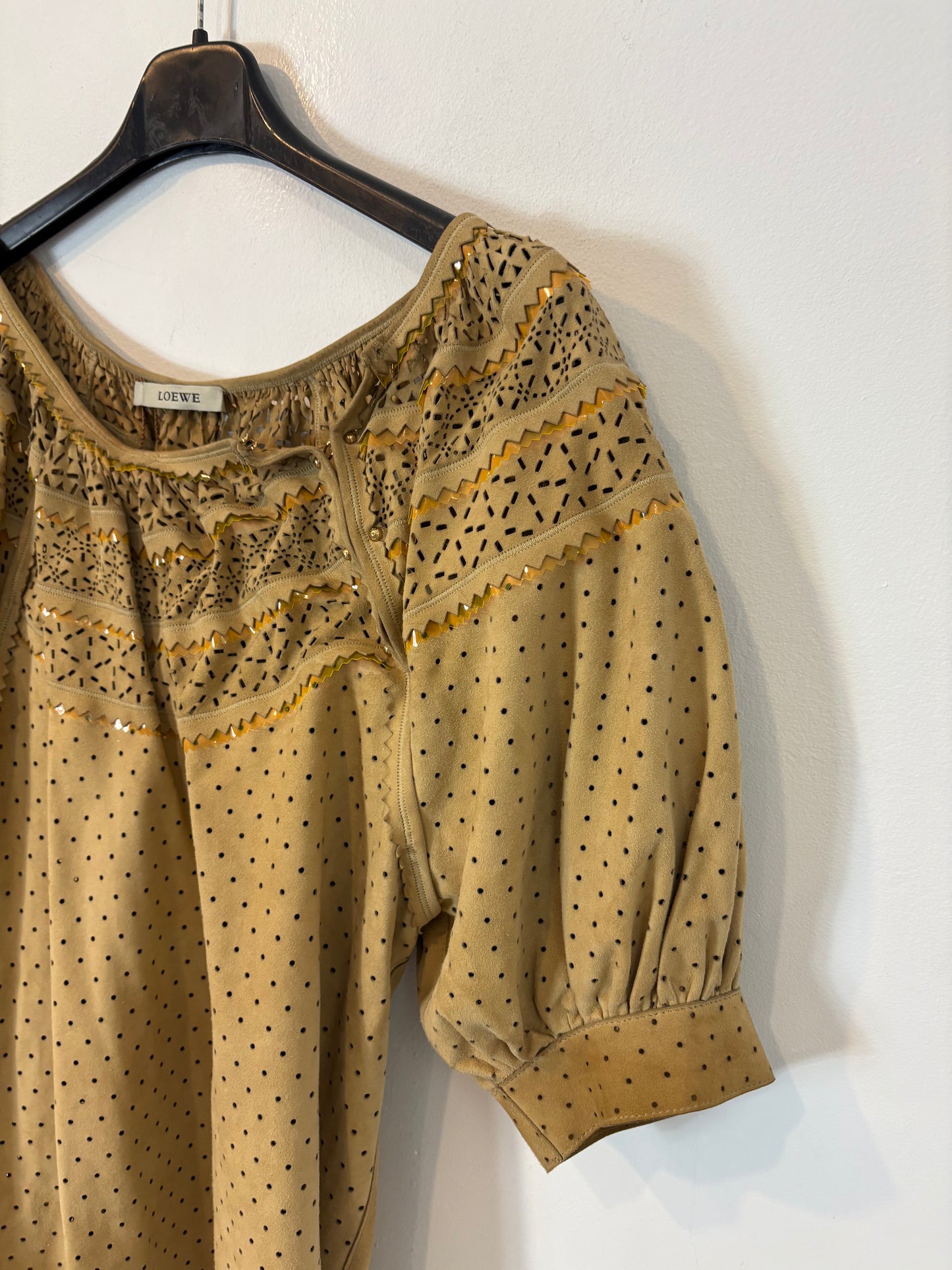 LOEWE. Leather top with neckline detail. Size 36