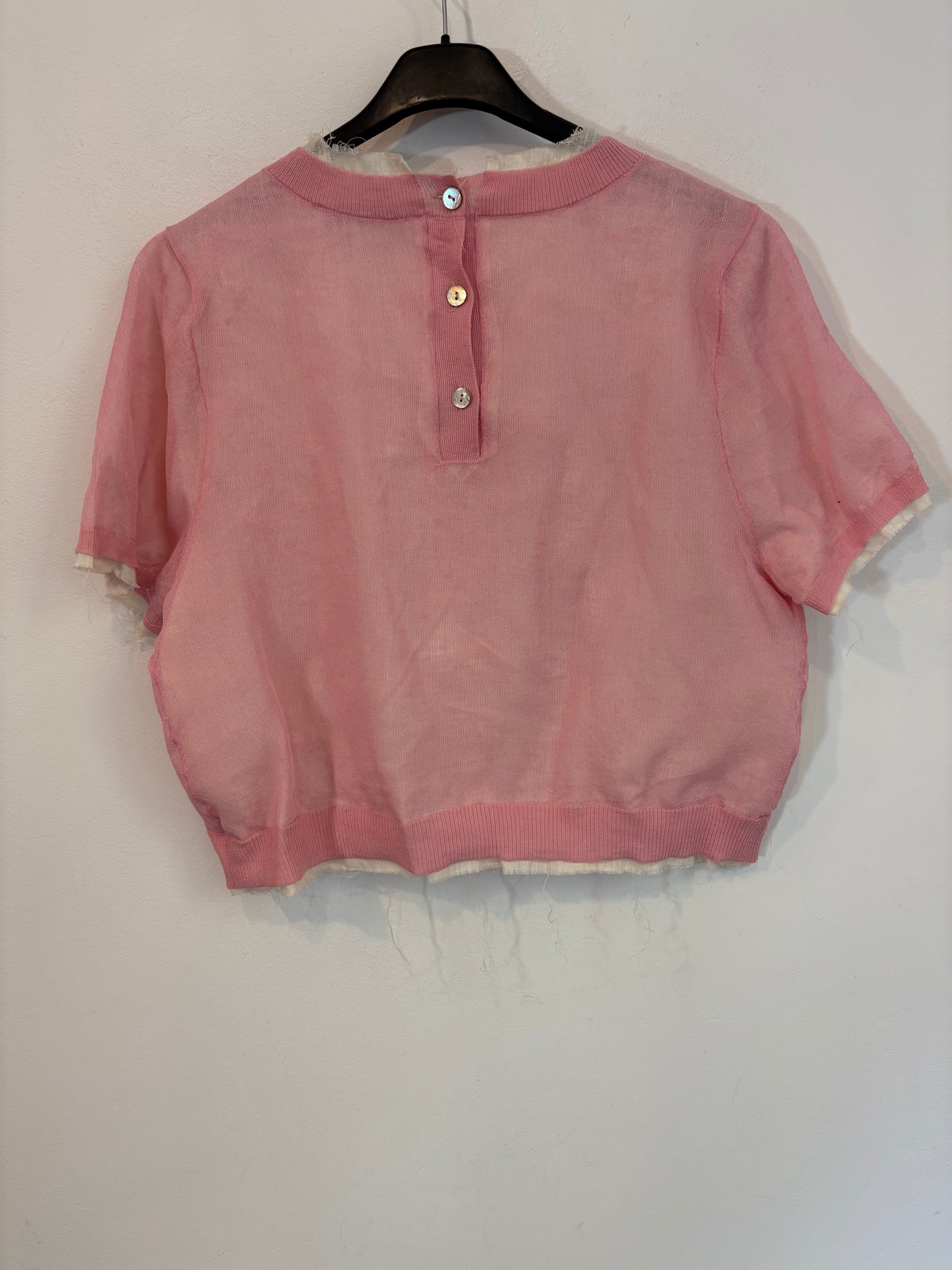 ZARA. Top doble textura rosa lino. T S