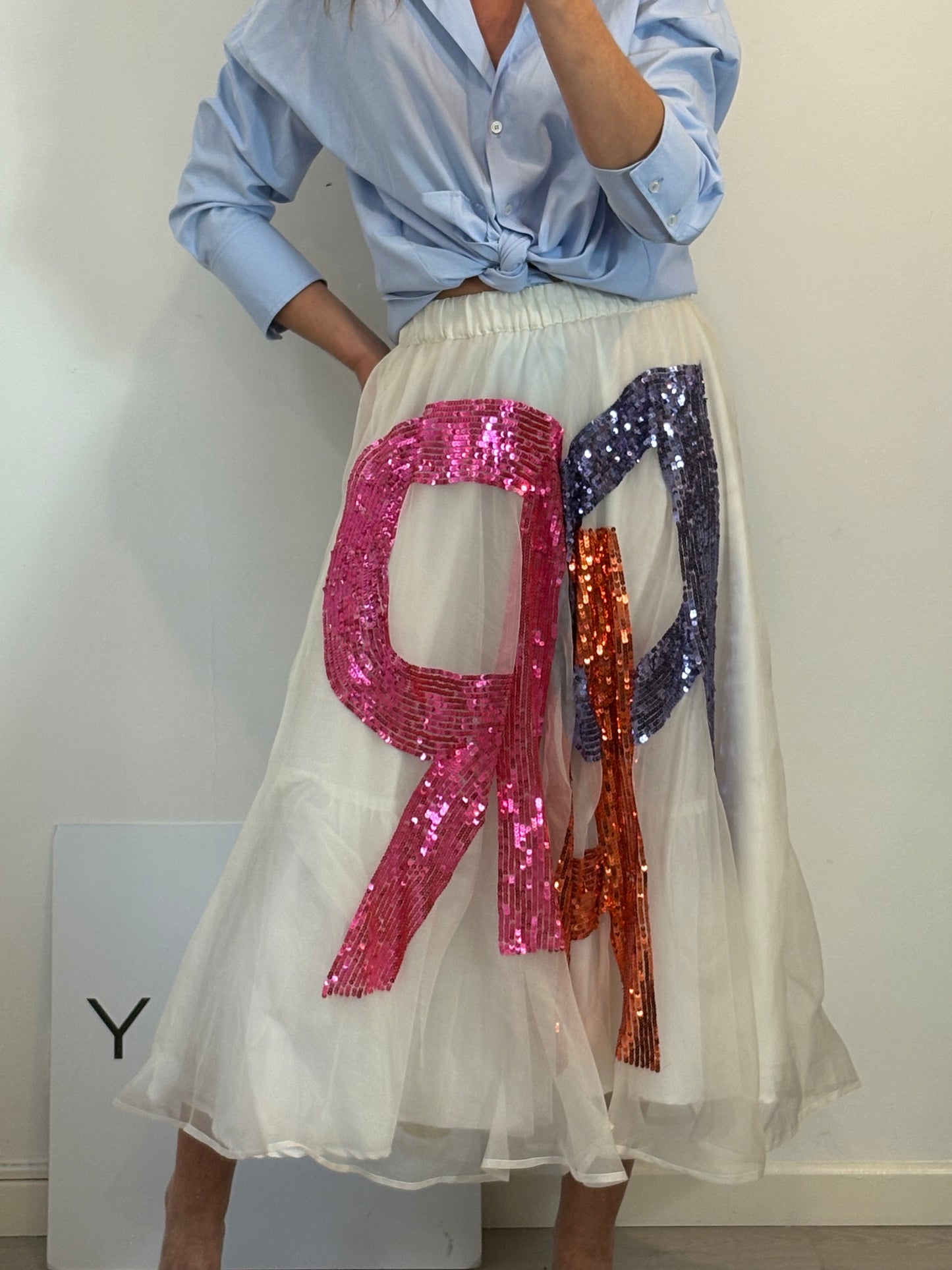 P.A.R.O.S.H. Falda midi tul lentejuelas