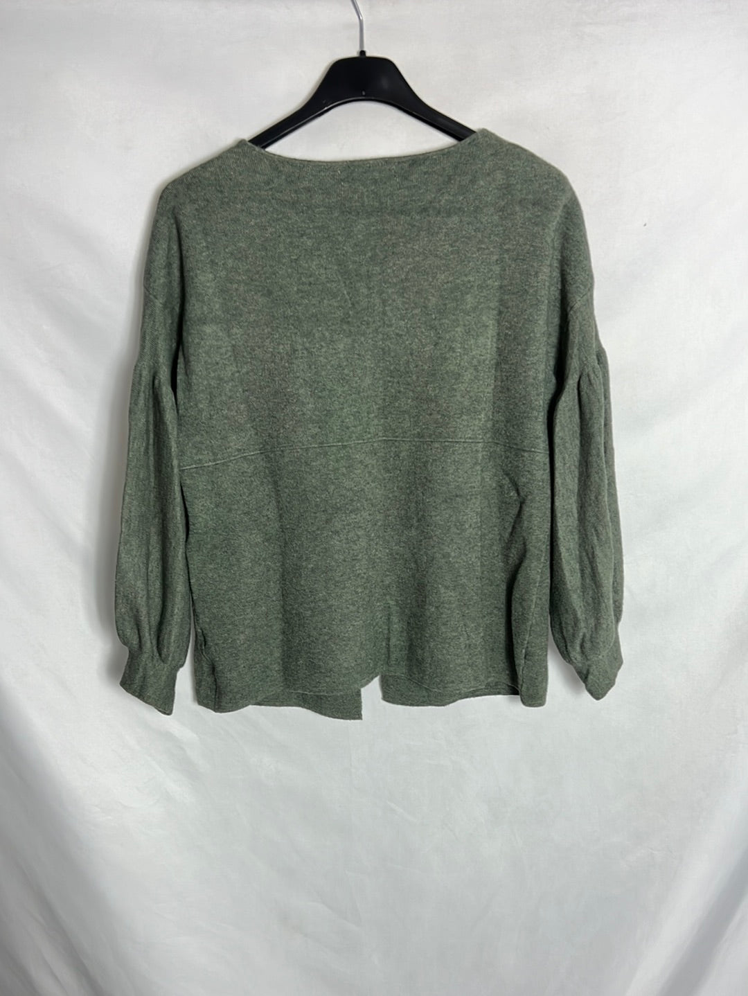 OTRAS. Chaqueta punto verde manga farol. T S/M