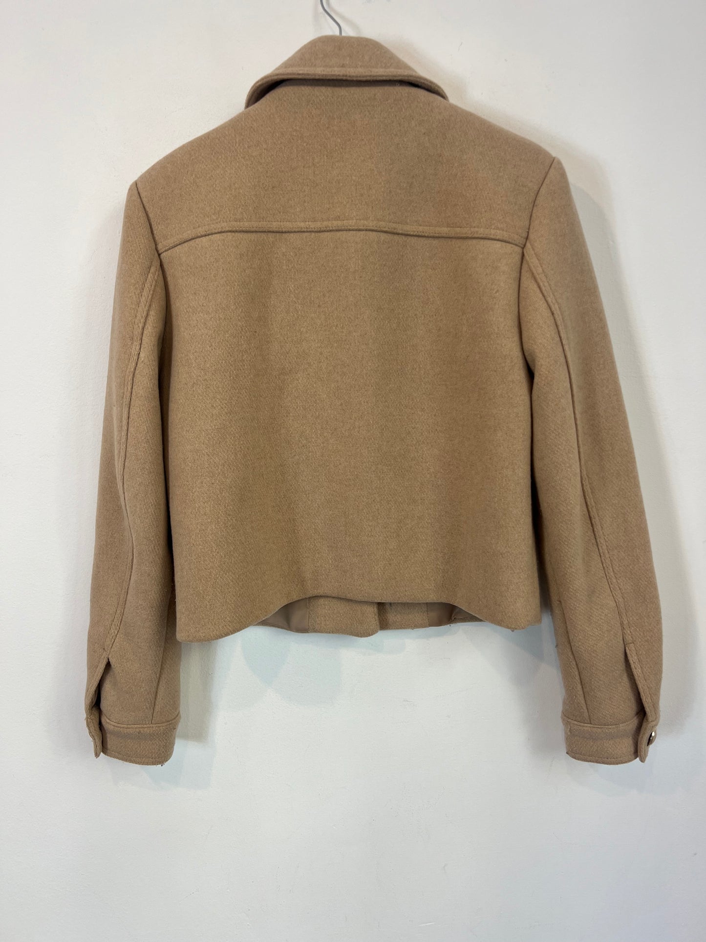 ZARA. Chaqueta beige con lana T.xs