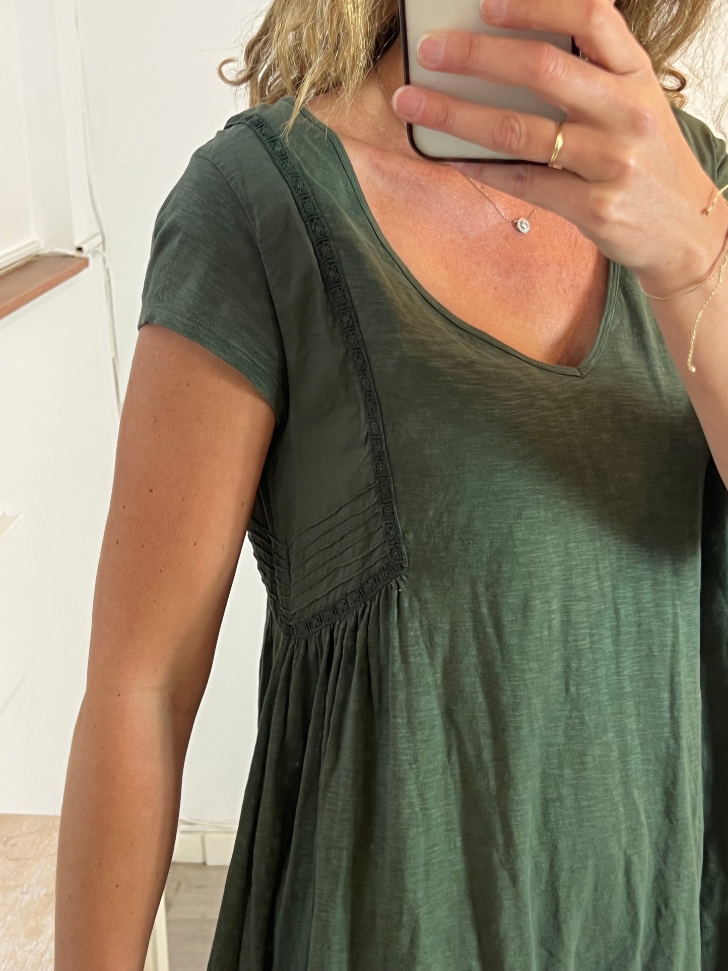 BA&SH. Vestido corto verde algodón .T 1 (S)