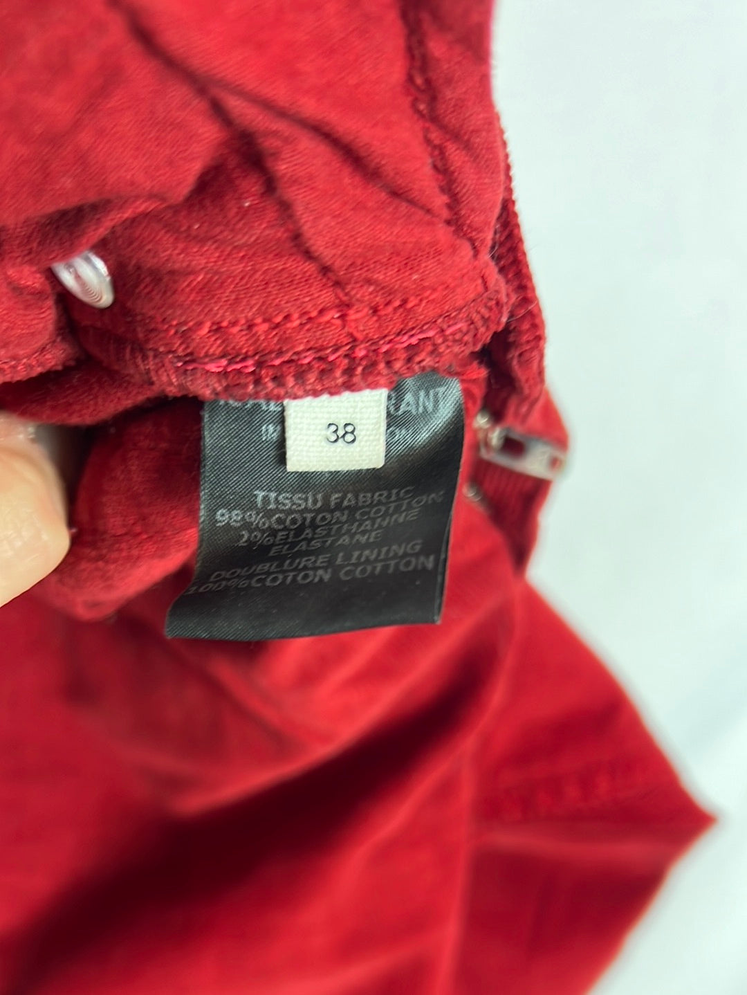 ISABEL MARANT ÉTOILE. Pantalón pitillo micro pana rojo.T 38