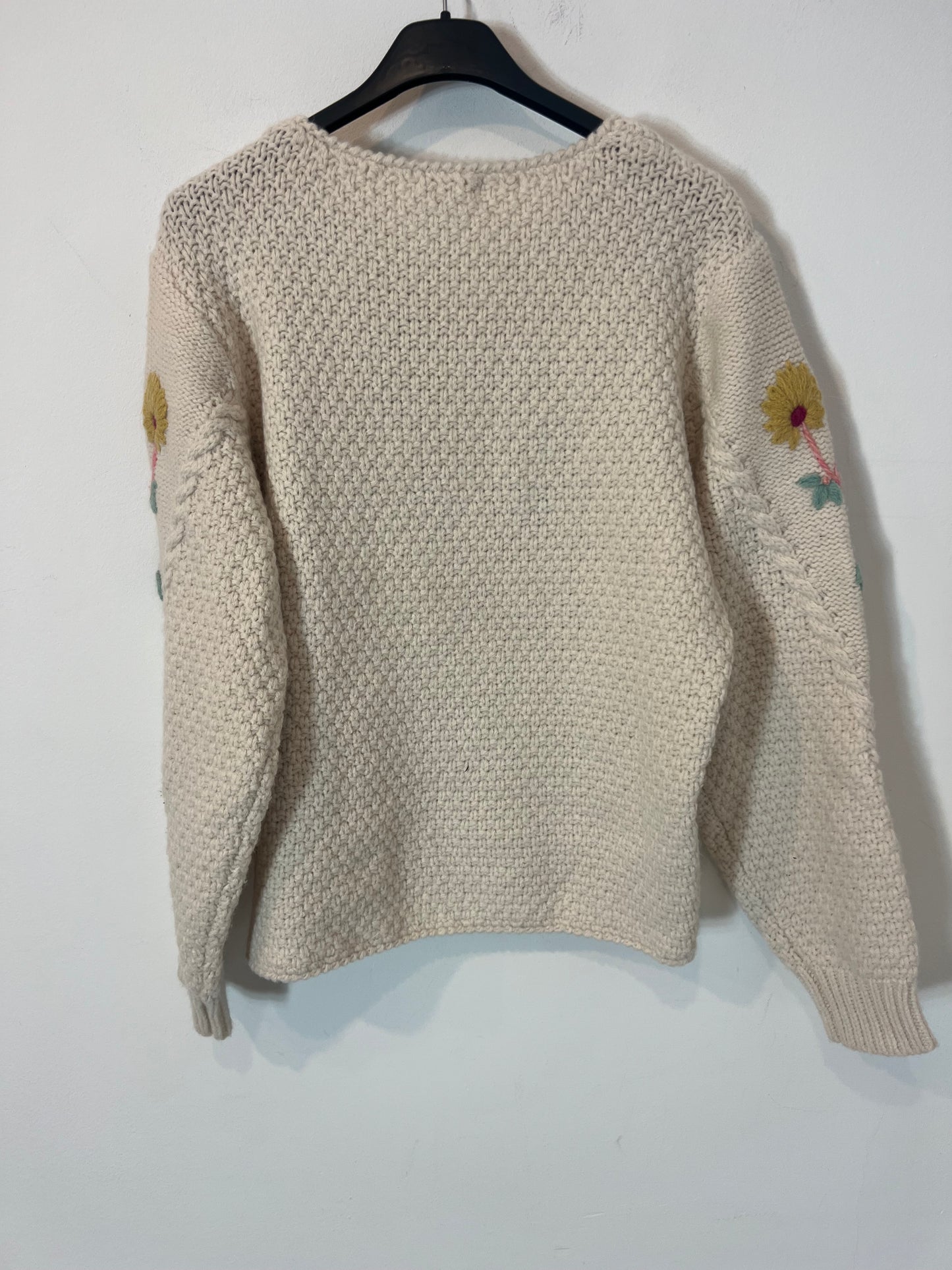 LOUISE MISHA. Jersey beige flores bordadas T.xs