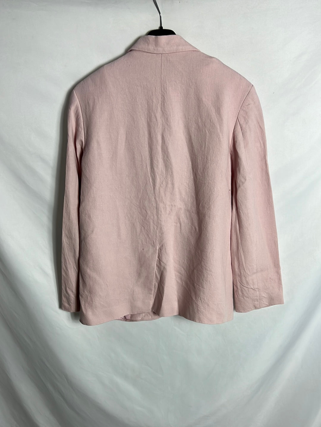 ZARA. Blazer rosa lino oversized T.xs