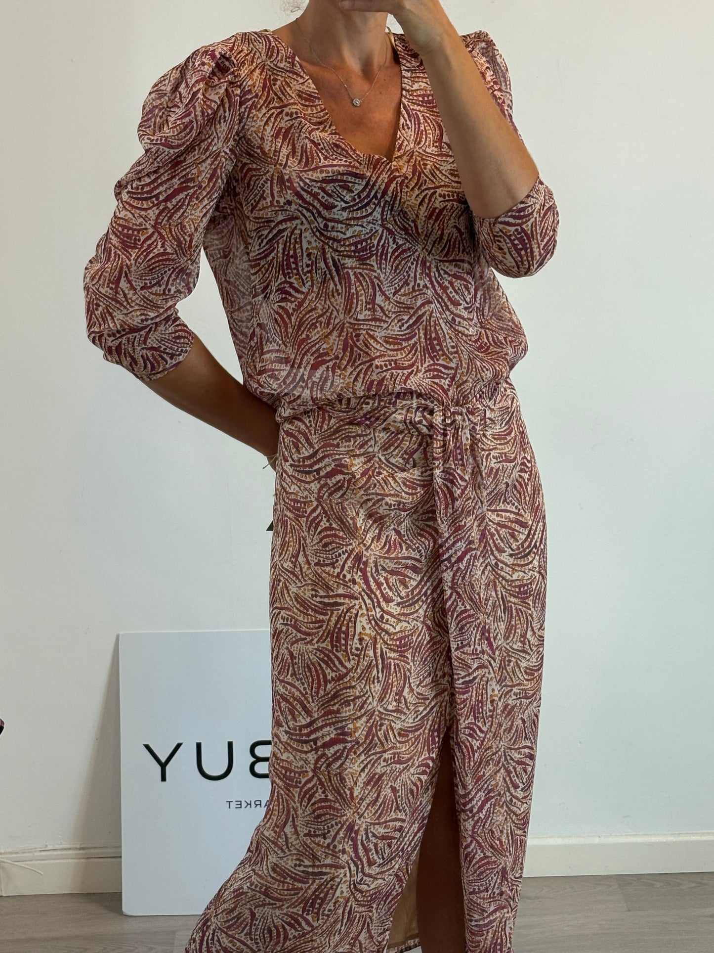 INTROPIA. Falda midi estampada T.xl