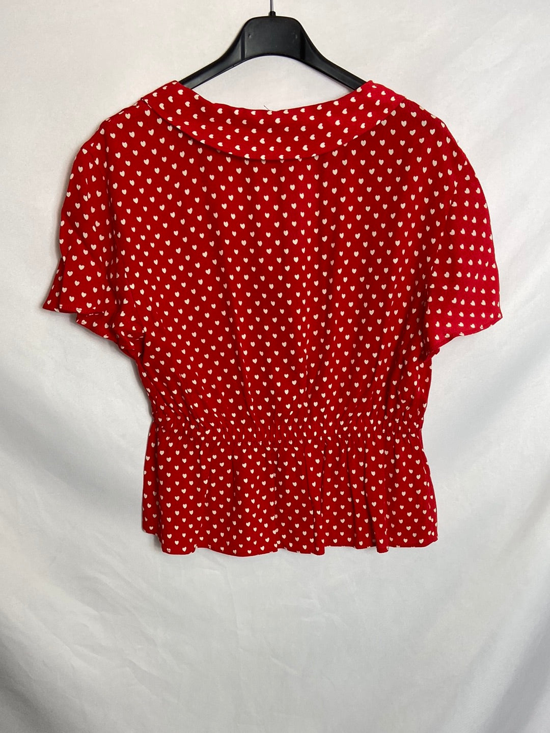 ZARA. Blusa roja corazones T.s