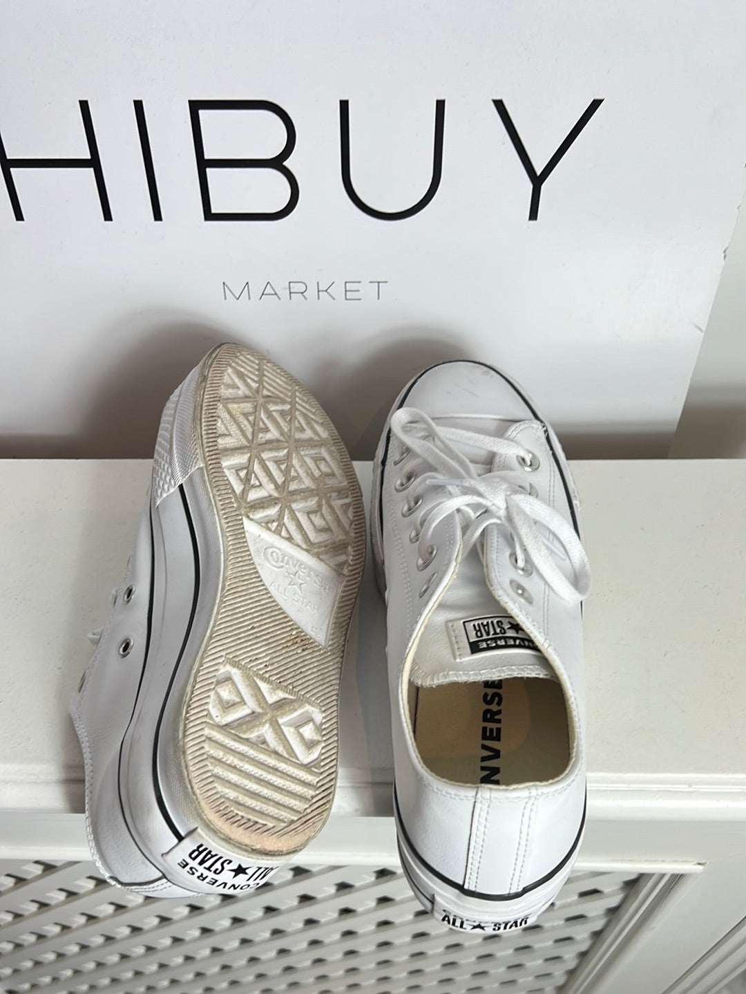 CONVERSE. Zapatillas blancas piel plataforma. T 38 (Tara)