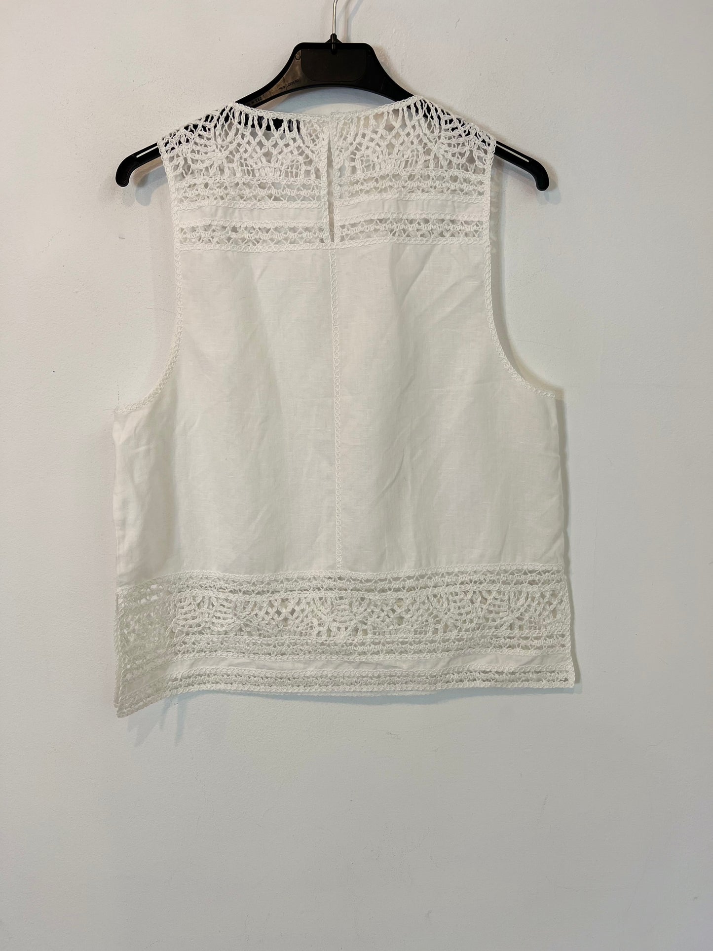 ZARA. Top blanco detalle croché T.xs