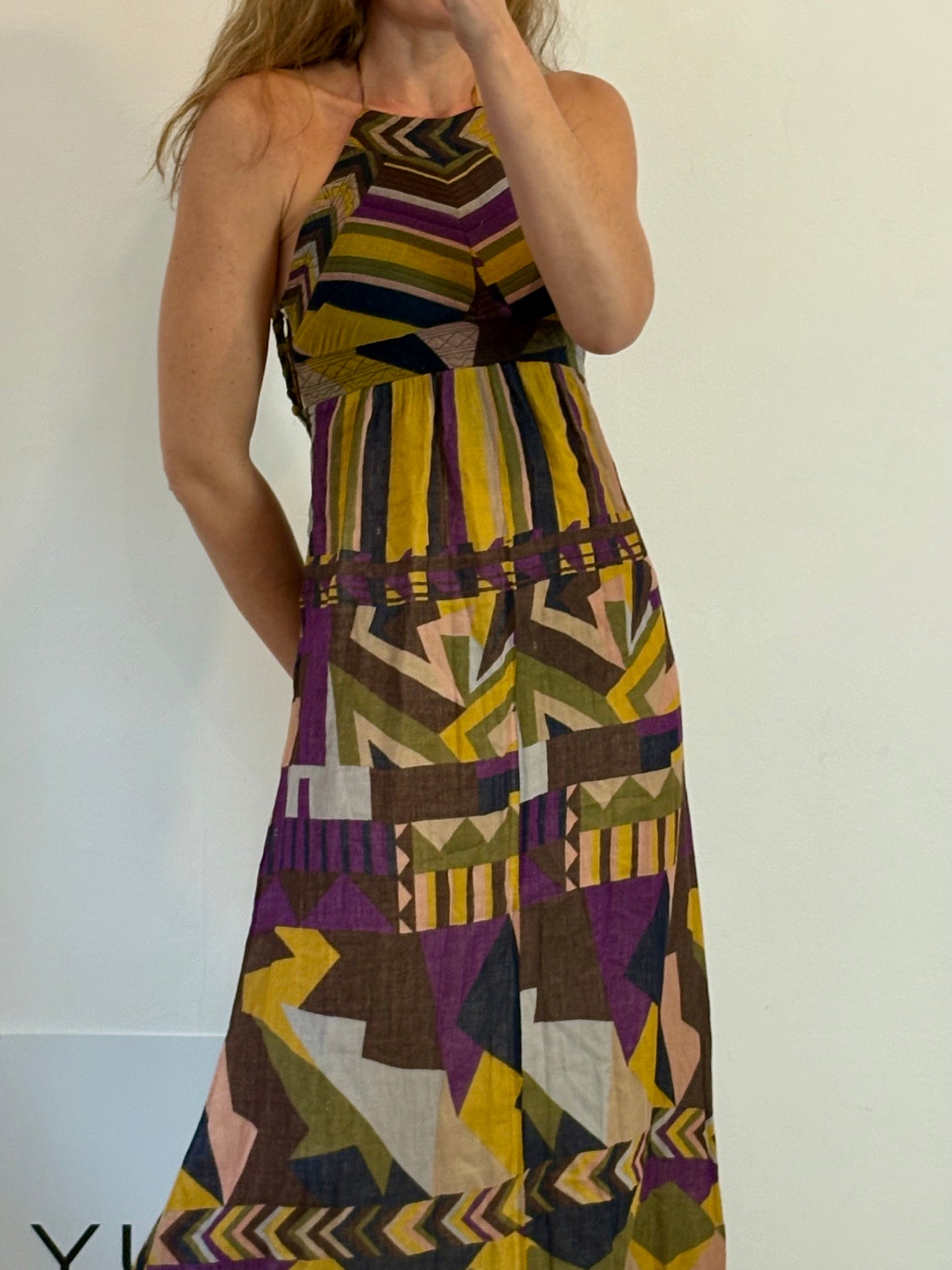 BA&SH. Vestido largo estampado halter