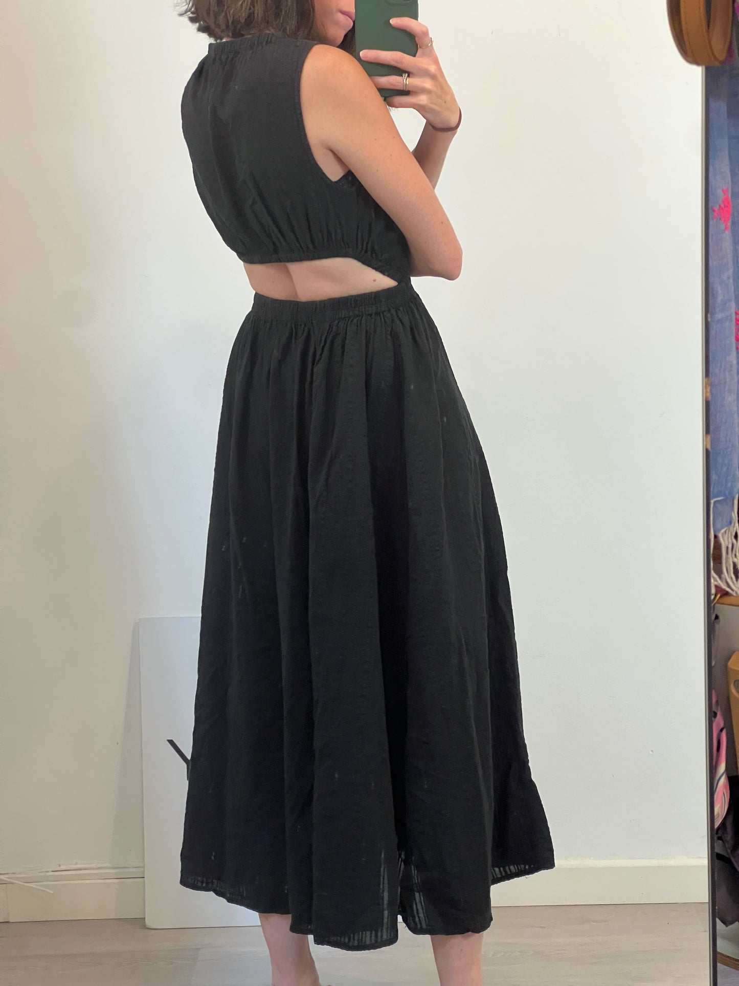 MANGO. Vestido negro espalda abierta T.s