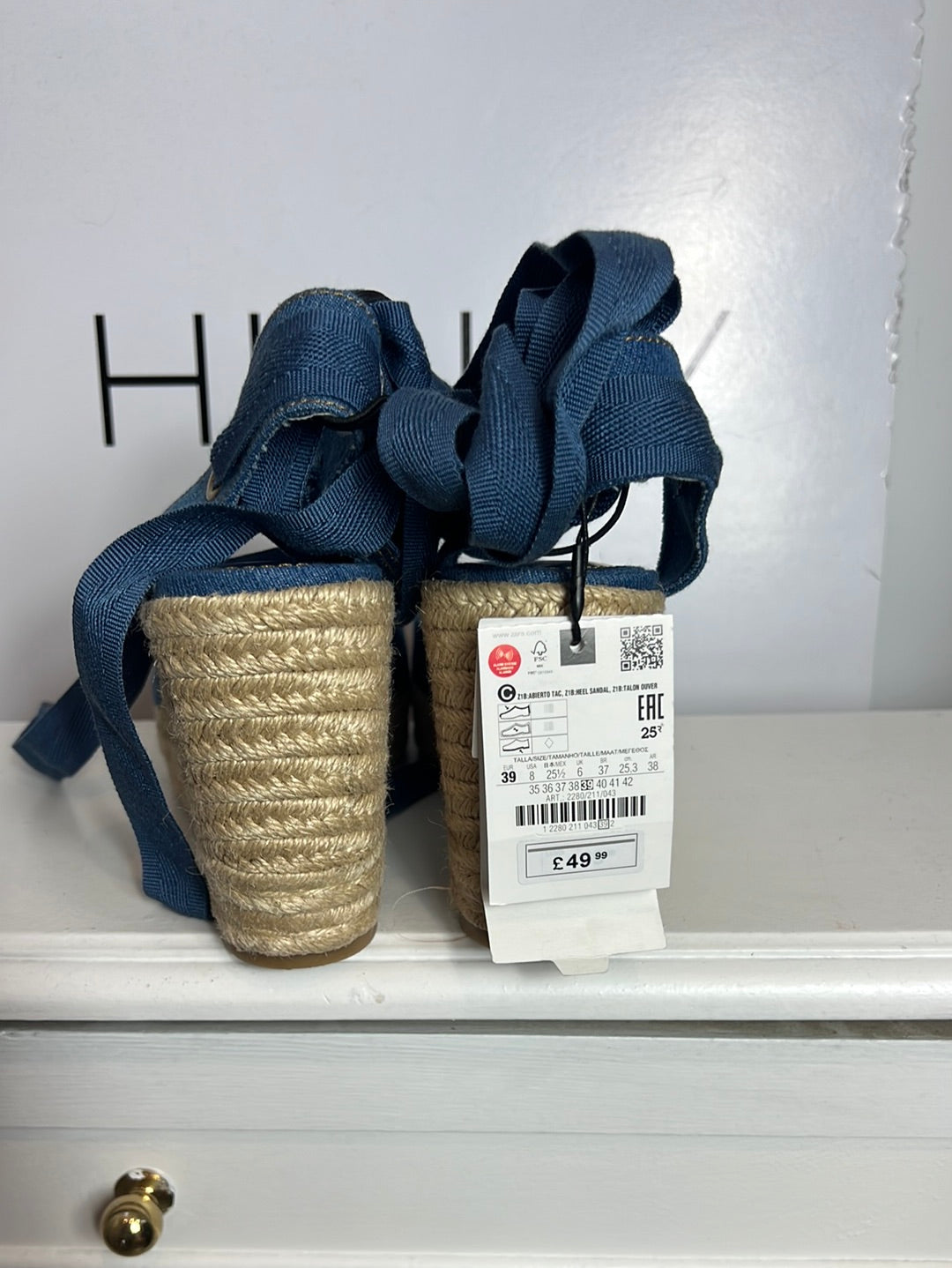 ZARA. Cuñas esparto denim. T 39