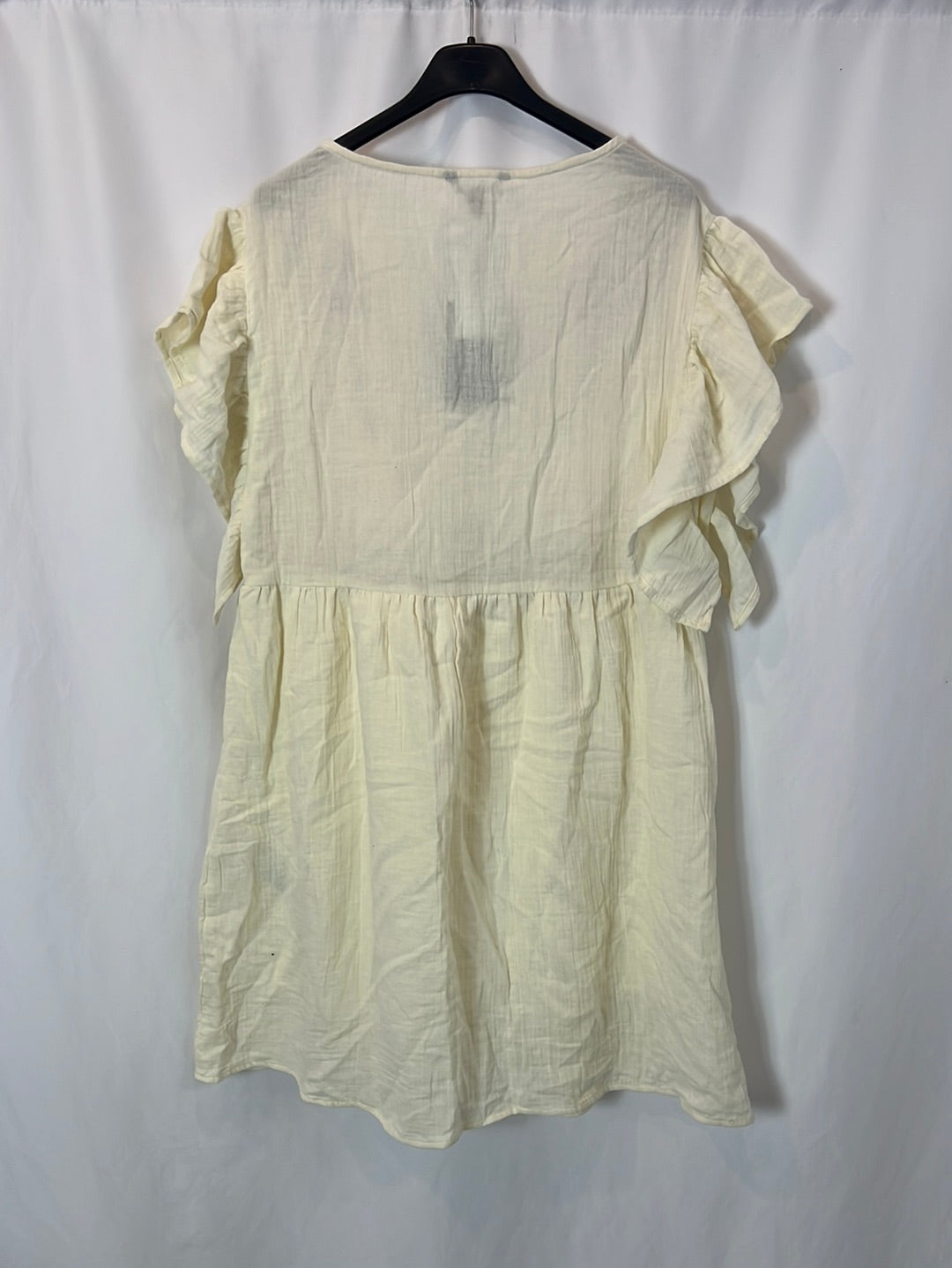 CORTEFIEL. Vestido beige corto bordado T.s