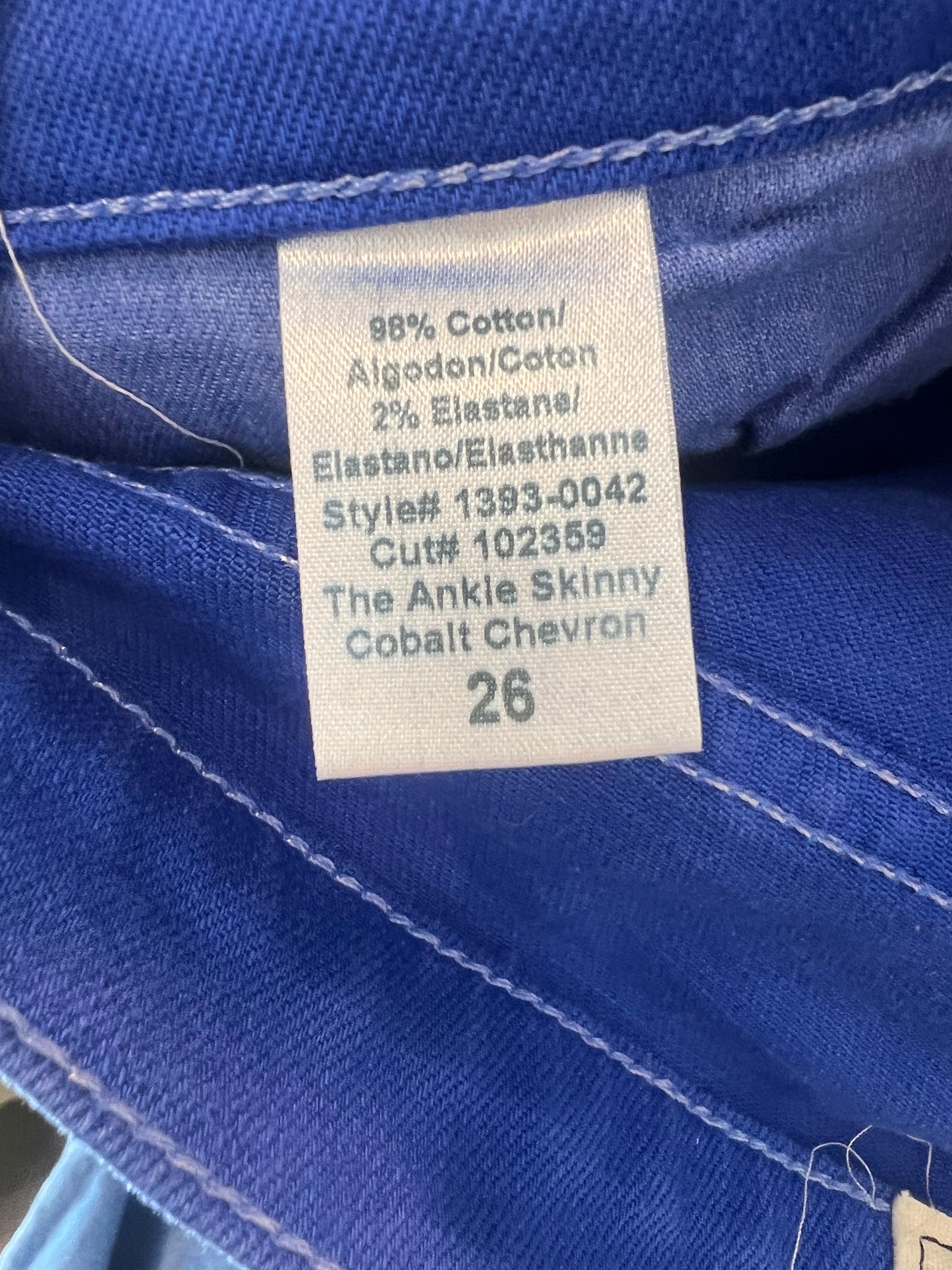 CURRENT ELLIOTT. Printed blue skinny denim. Size 26 (36)