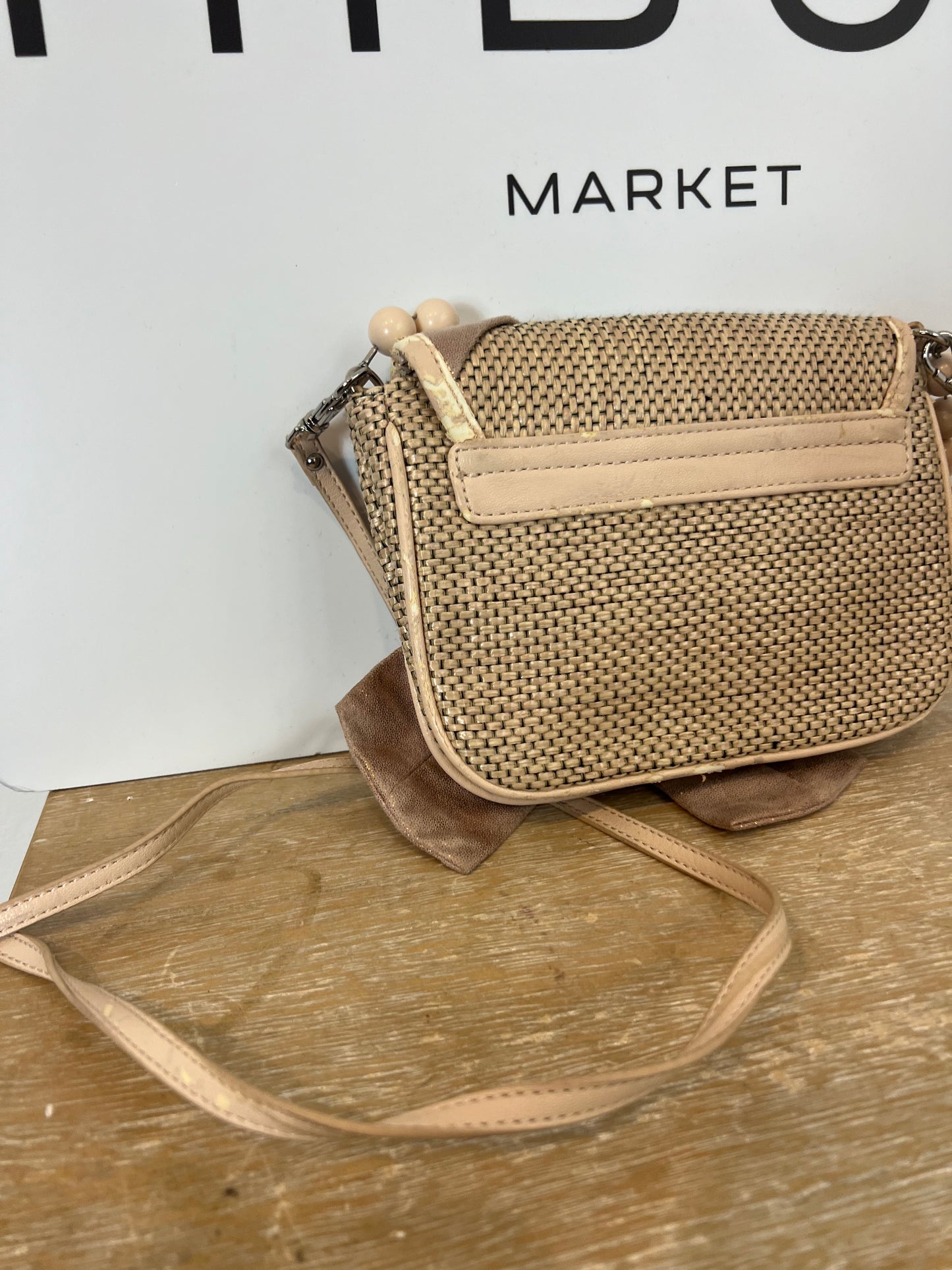 RIVER ISLAND. Beige double-handle bow bag
