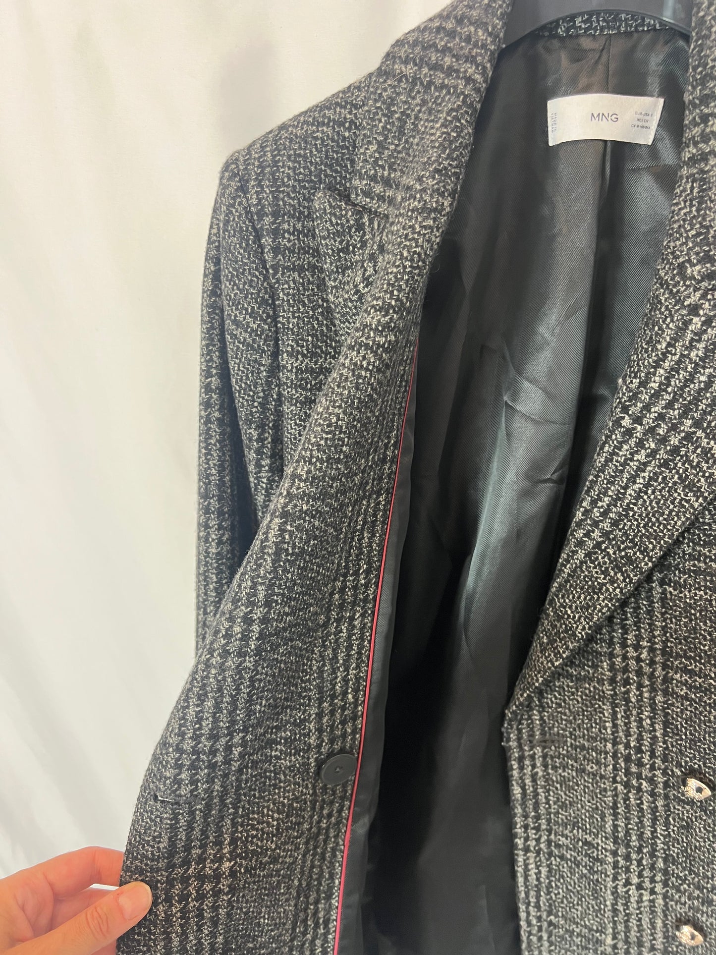 MANGO. Abrigo doble botonadura grises. T S