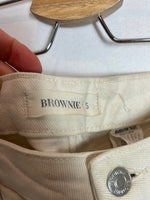 BROWNIE. Pantalón culotte beige flecos. T 36