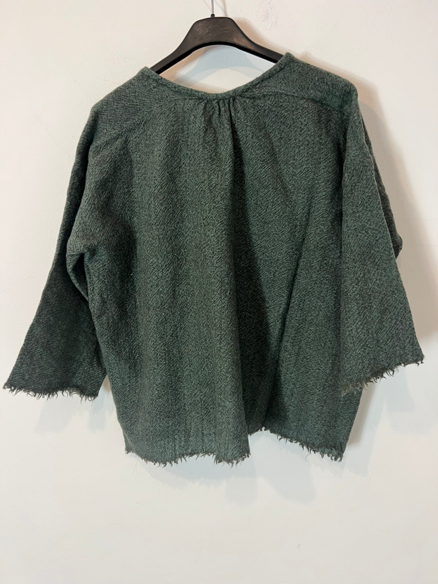 MASSCOB. Top verde jaspeado lana virgen T.xs