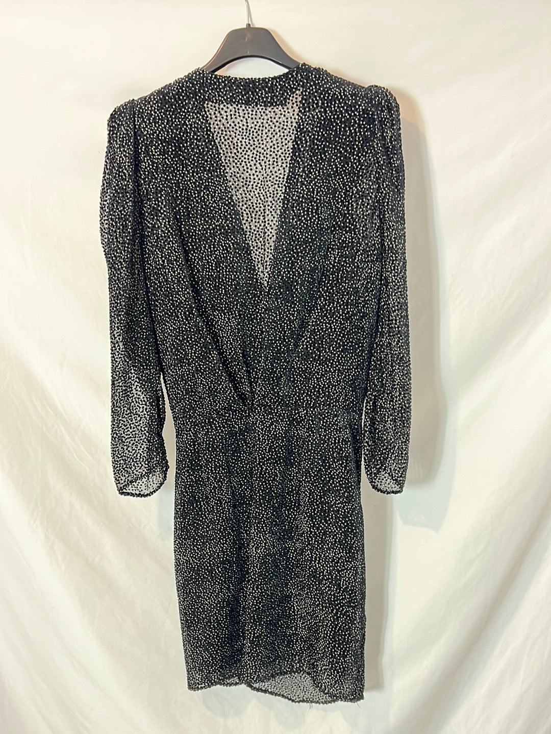 BA&SH. Black polka dot velvet dress. Size 2 (M)