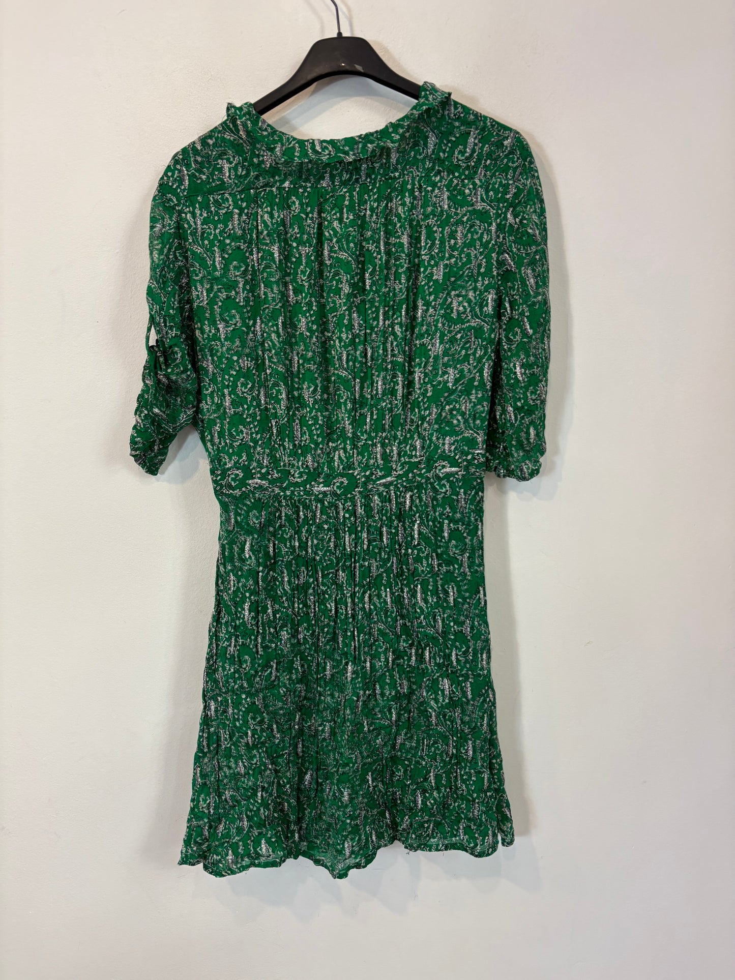 BA&SH. Vestido croto verde estampado