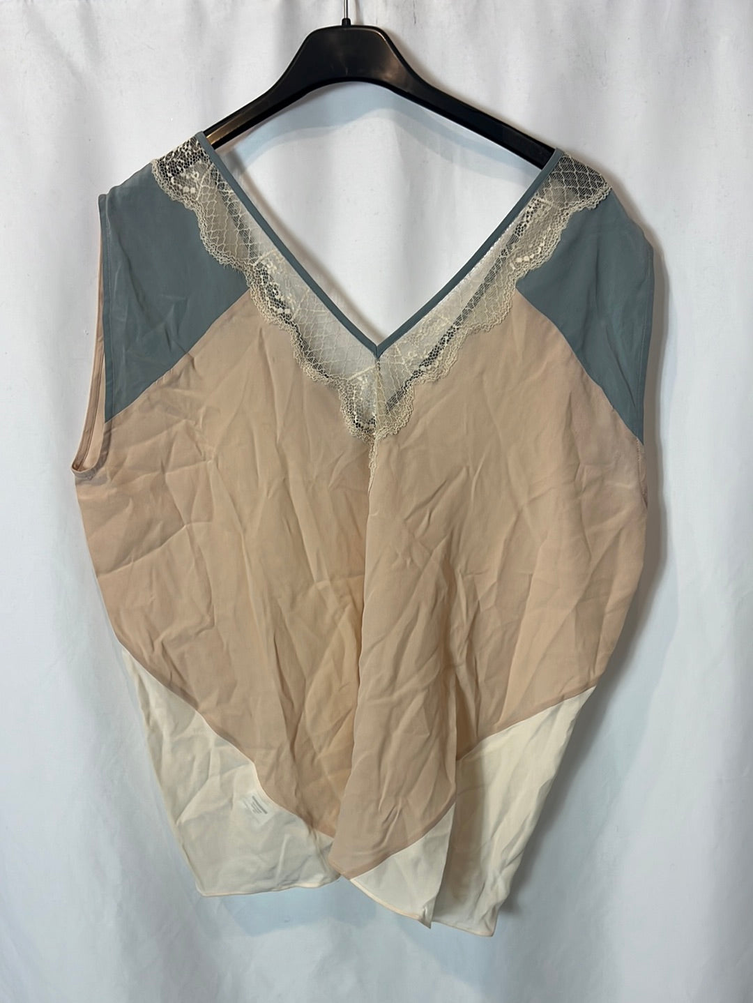 ZADIG&VOLTAIRE. Tricolor silk top with embroidery and lace. Size XS