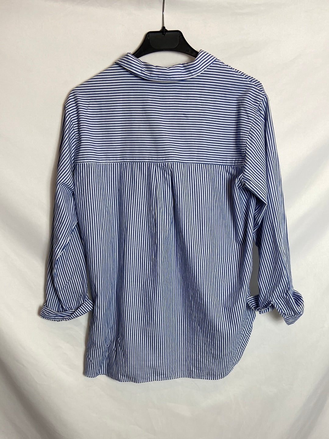 ZARA. Camisa rayas detalle parches. T. 13-14 años (S)