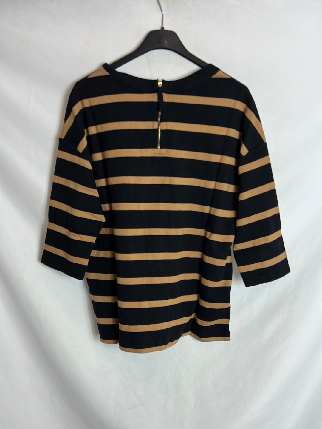 MASSIMO DUTTI. Top algodón rayas cambio. T M