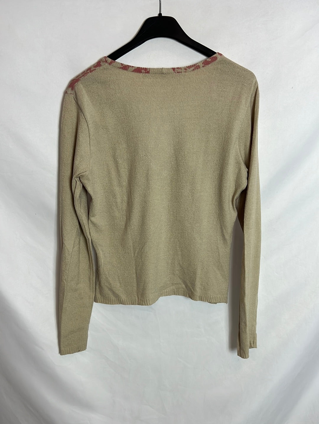 UNGARO FEVER. Pink print beige cardigan. T 38