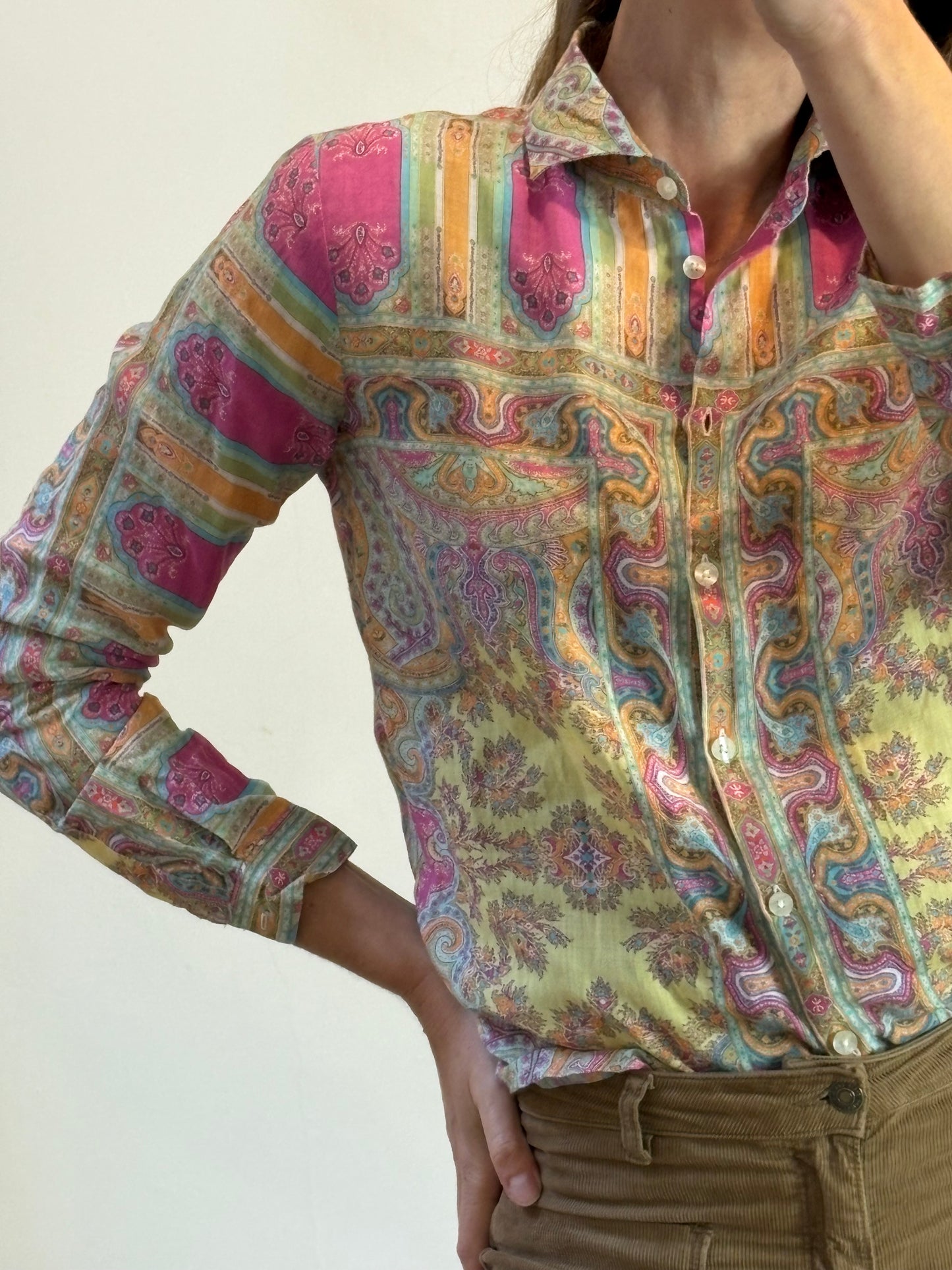 ETRO. Camisa estampado colores lino