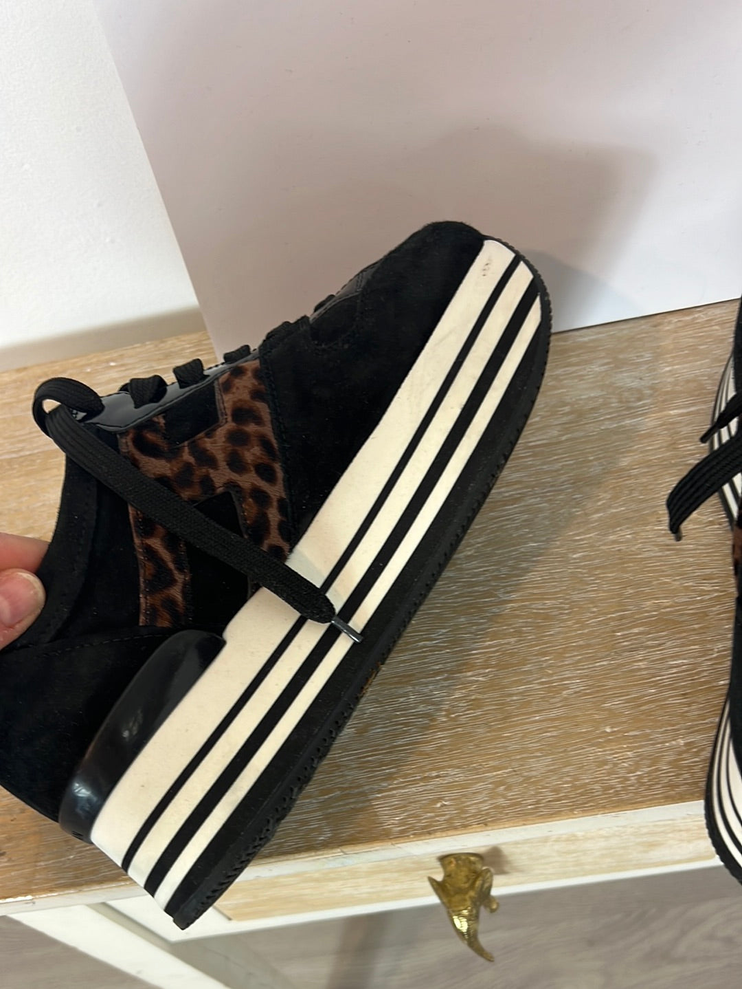 HOGAN. Black sneakers with animal print logo. Size 39