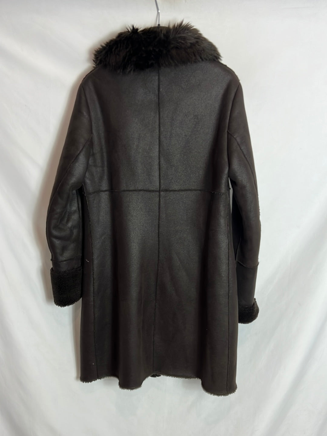 DEVERNOIS. Abrigo marrón doble textura. T 40(M)