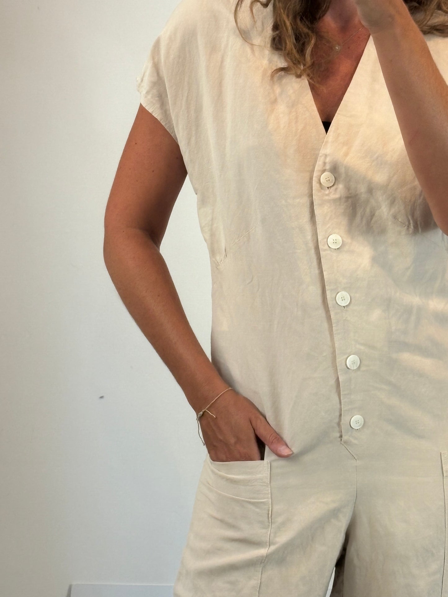 BIMBA Y LOLA. Beige linen jumpsuit. TS