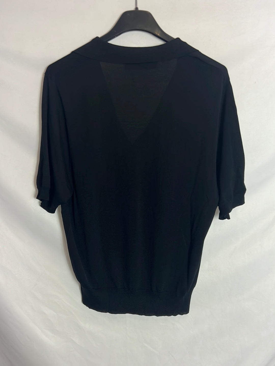 ZARA. Black polo-style knit top. TS