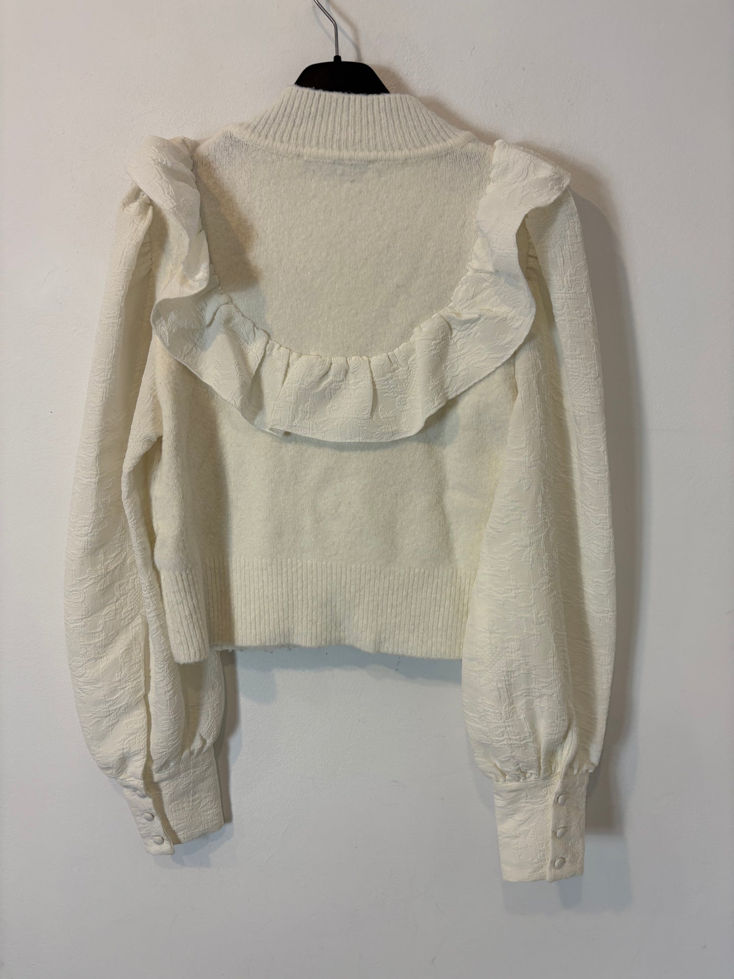 ZARA. Jersey blanco manga textura. T S
